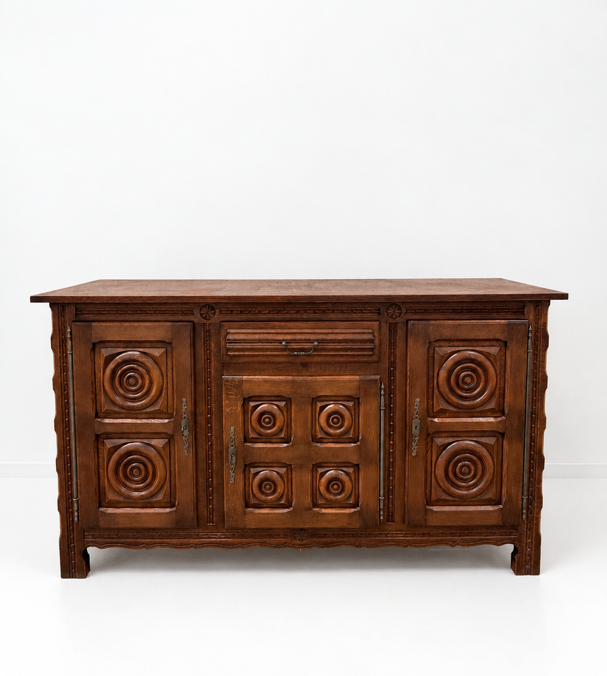 Vintage French Oak Sideobard by Charles Dudouyt