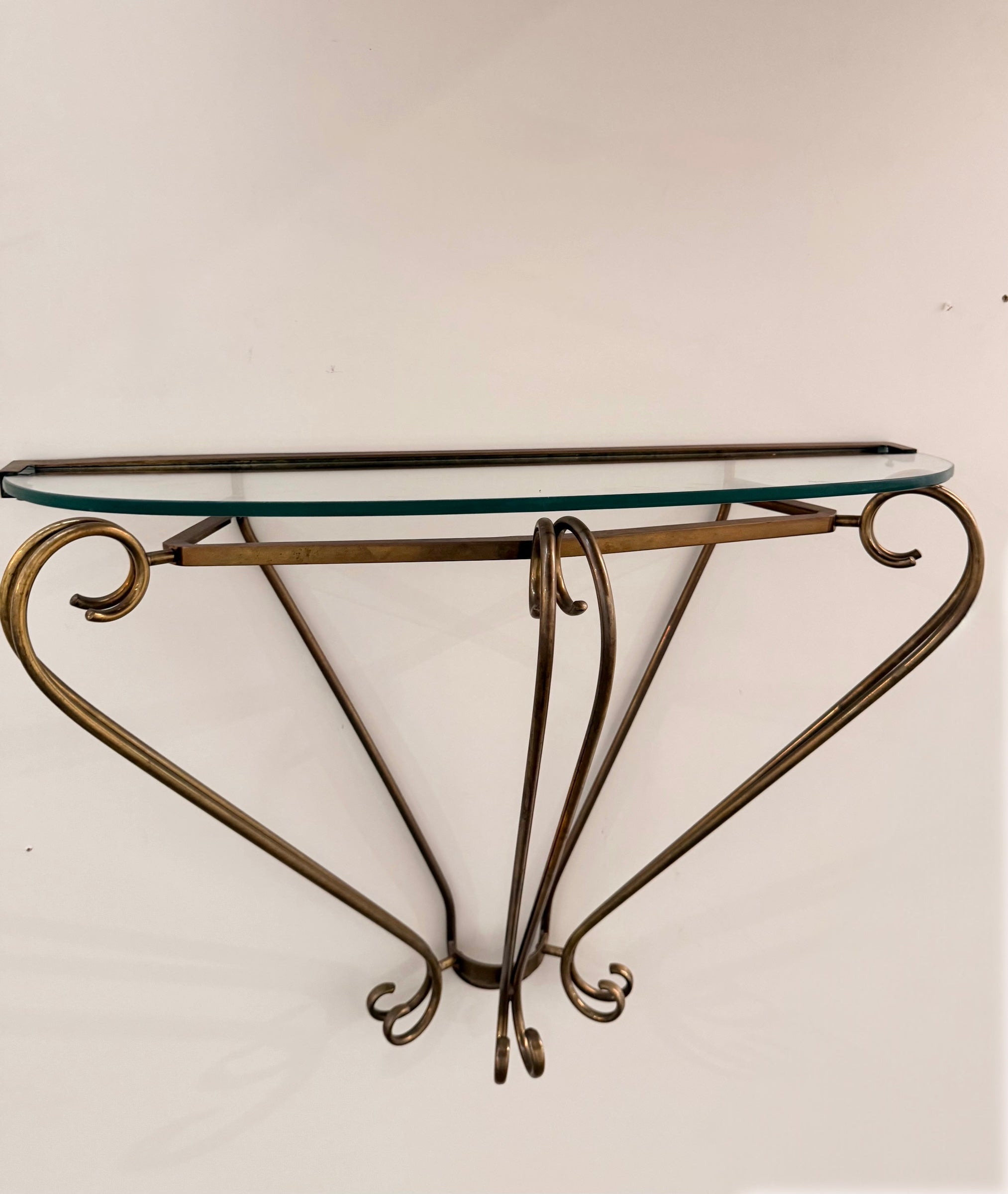 Italian Brass and Glass Console