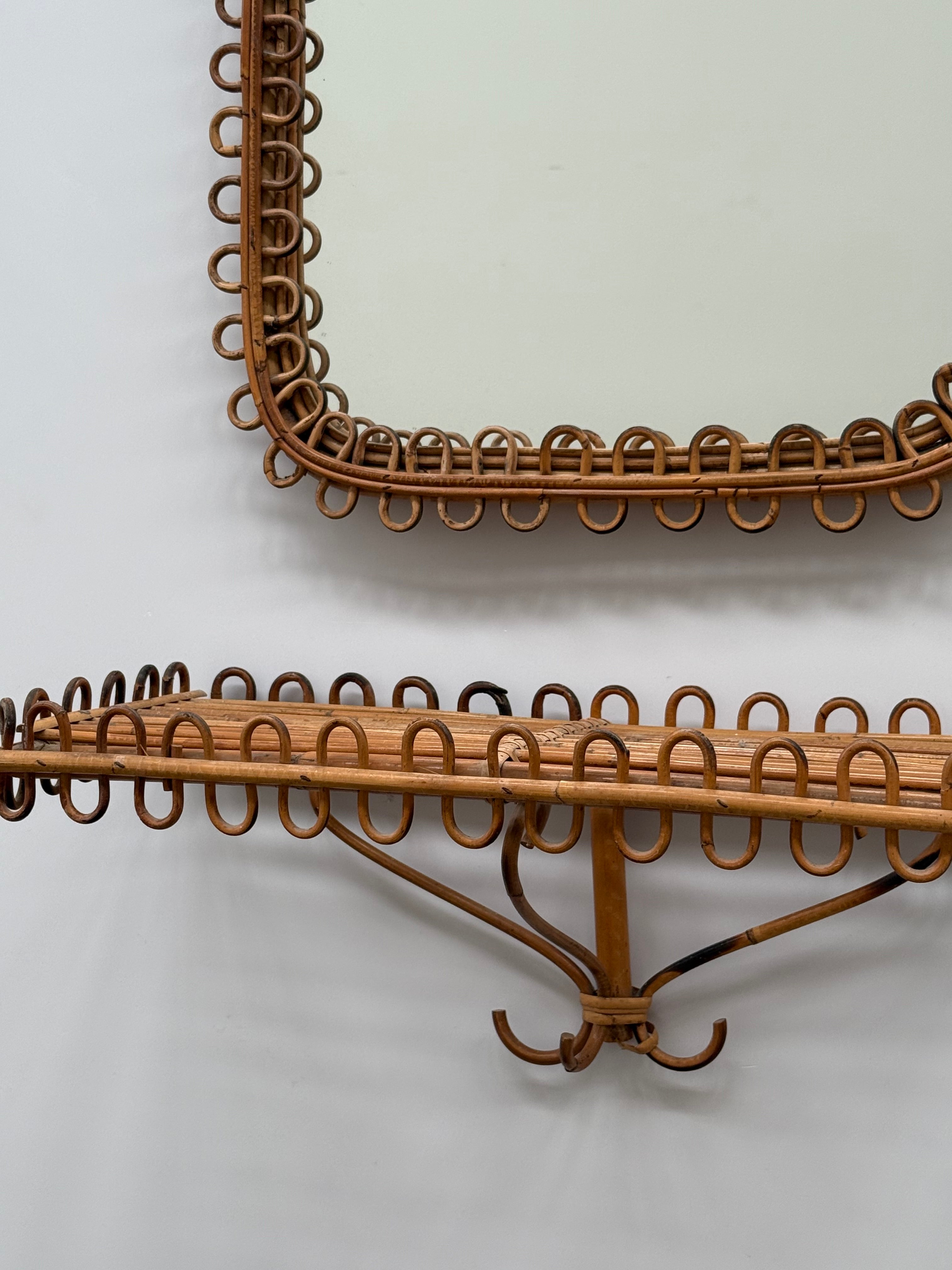 Italian Bamboo Wall Shelf by Bonacina