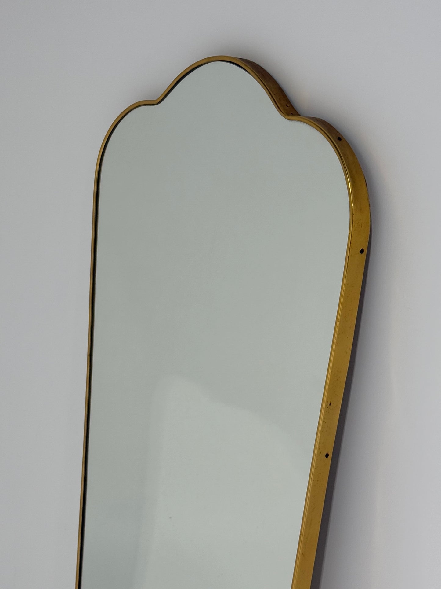 Large Vintage Italian Curved Brass Mirror