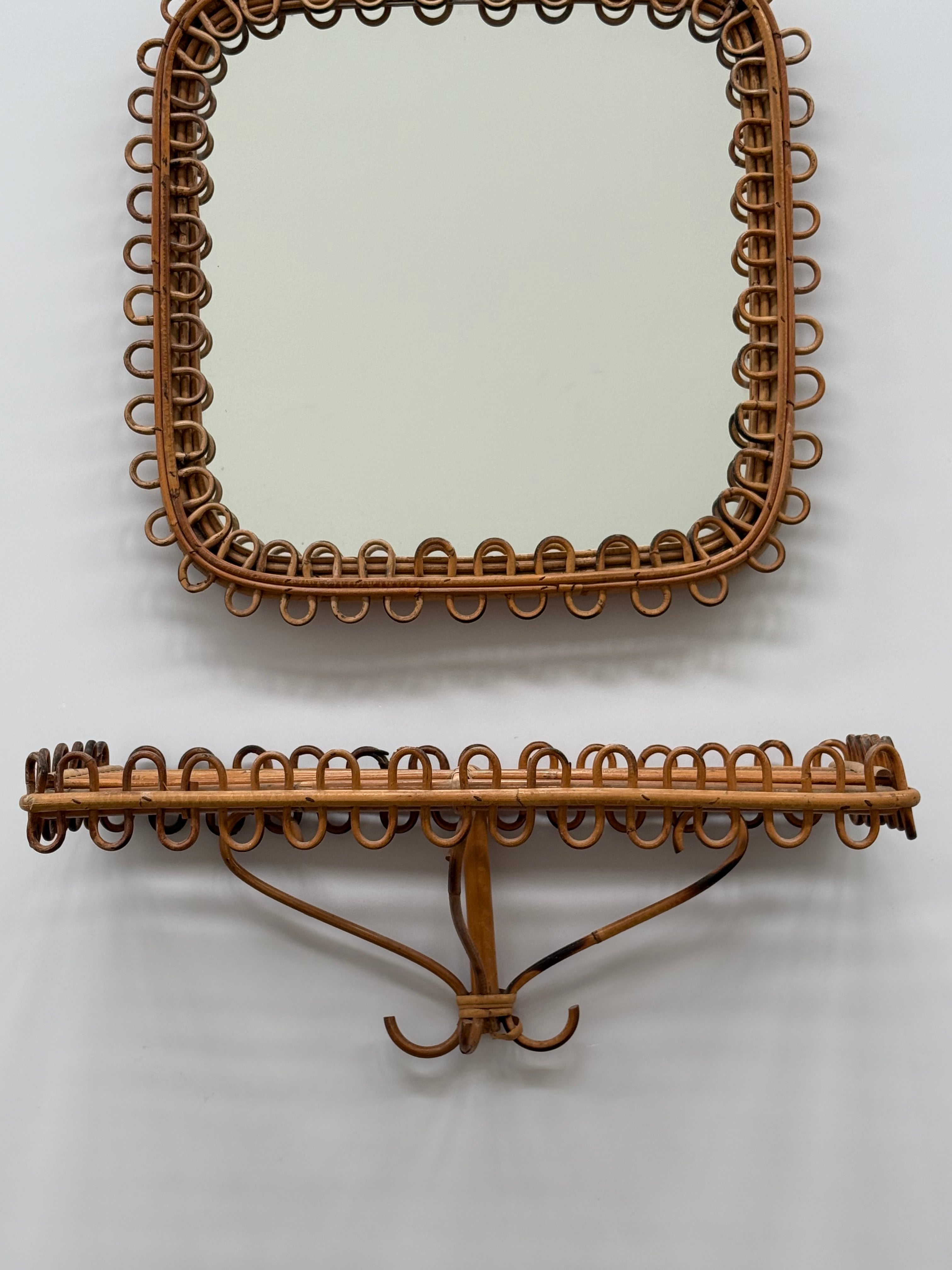 Italian Bamboo Wall Shelf by Bonacina