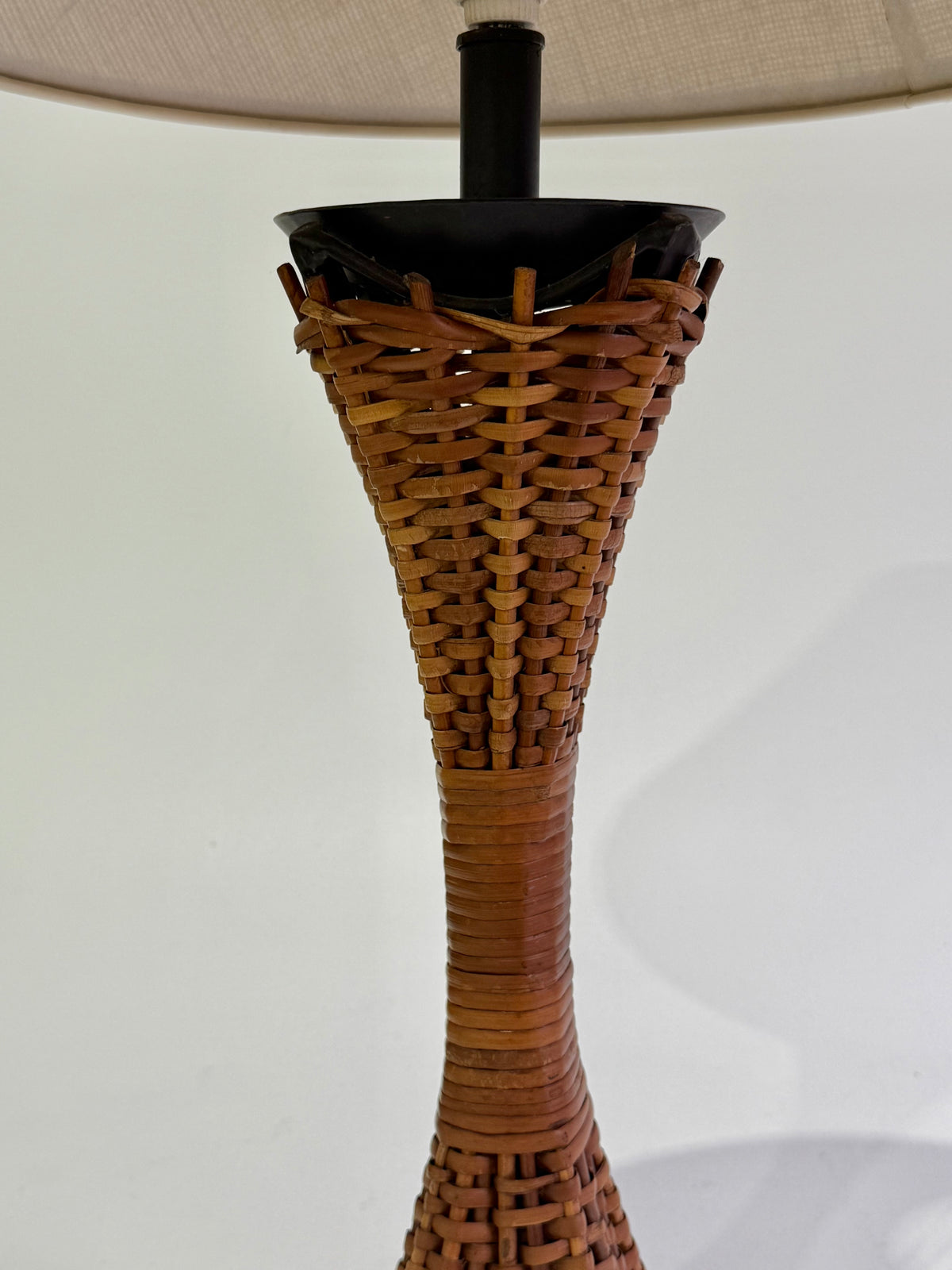 Large Vintage Wicker Lamp