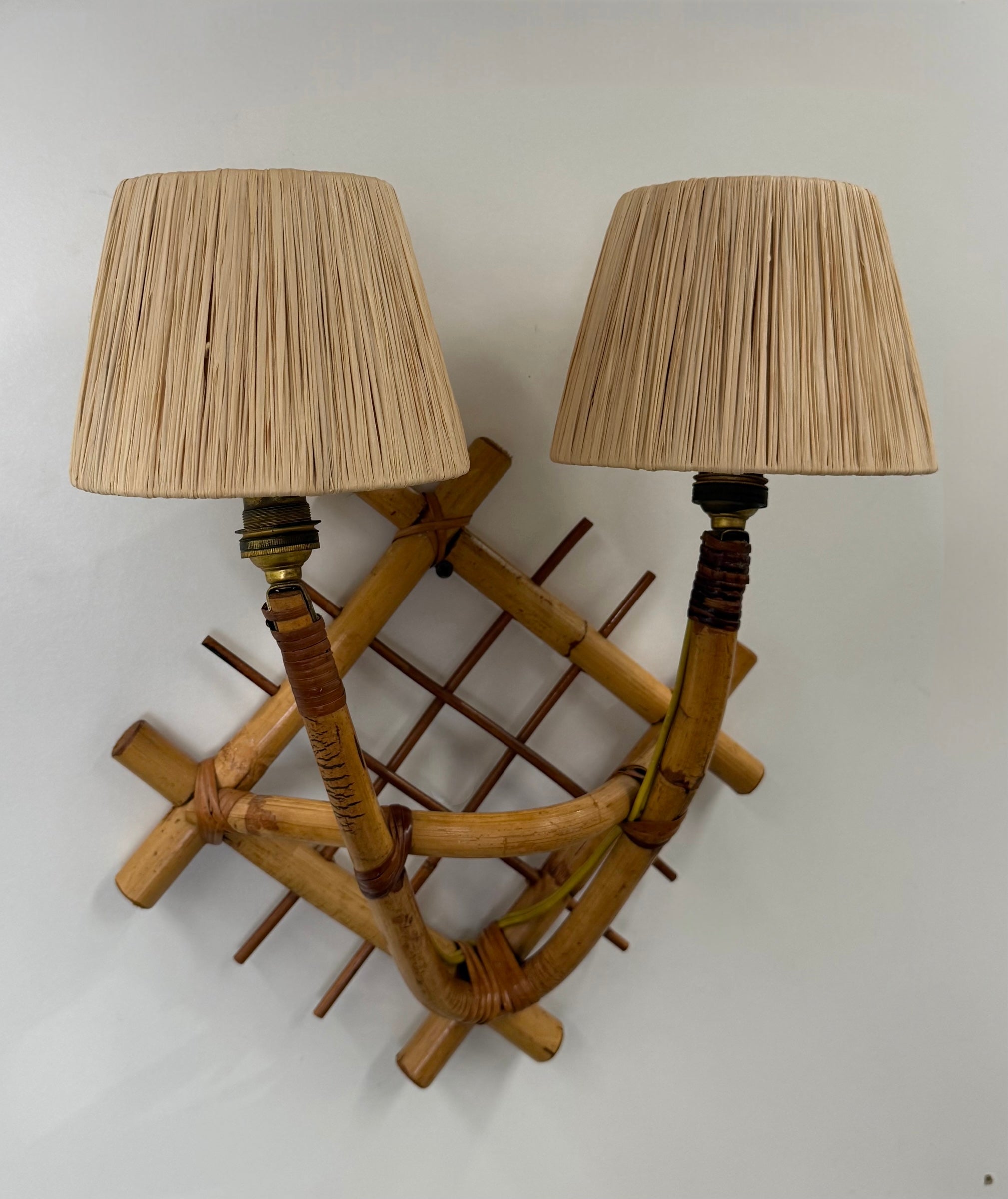 1970’s French Bamboo Wall Light by Louis Sognot