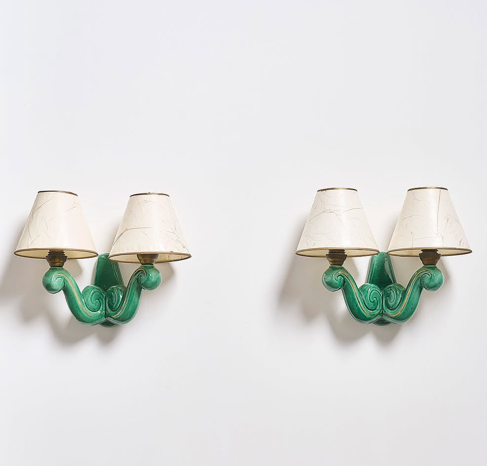 Pair of 1950’s French Ceramic Wall Lights
