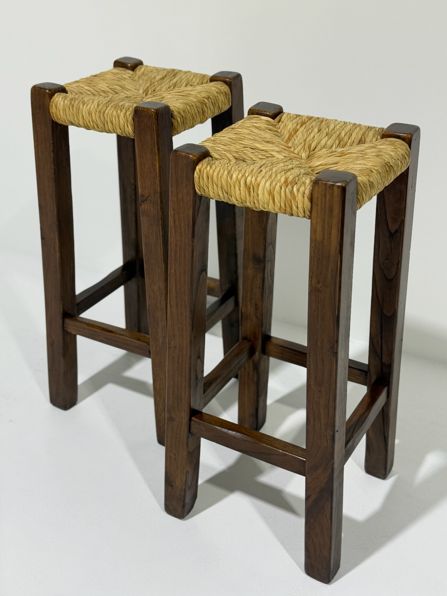 Pair of Vintage Italian Timber Rush Bar Stools