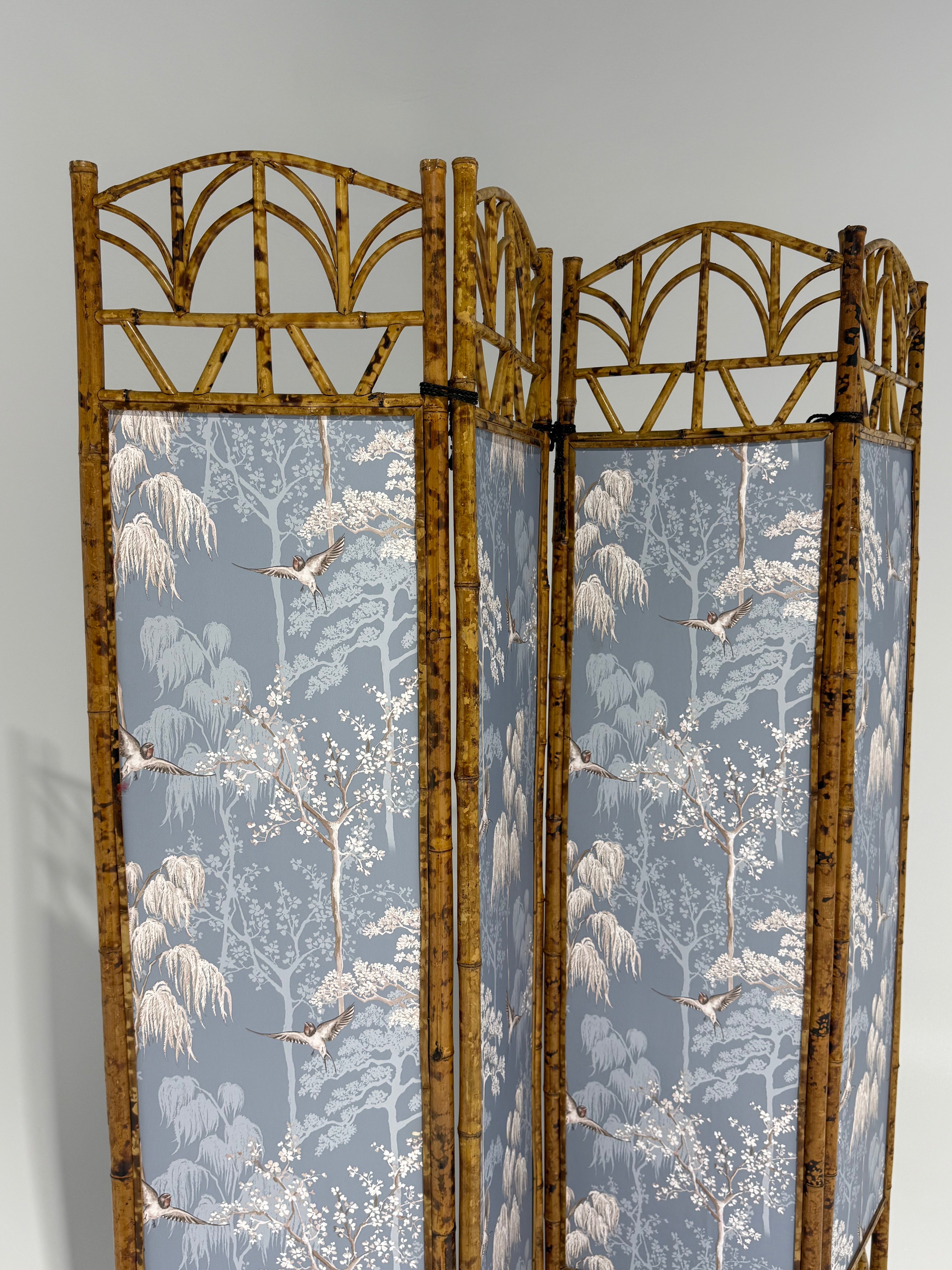 Vintage Bamboo Folding Screen