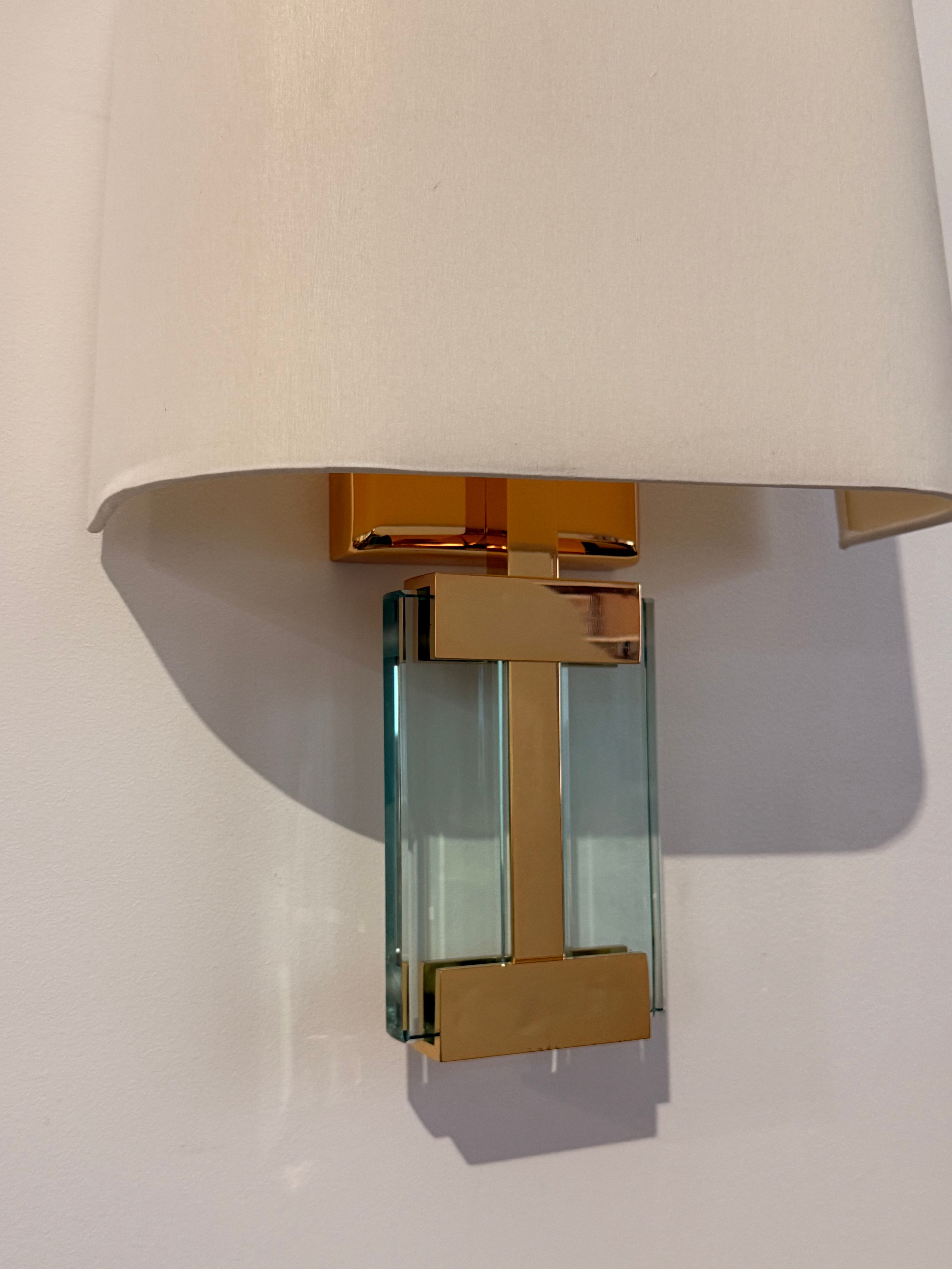 1960’s Italian Glass and Brass Wall Light - Four Available