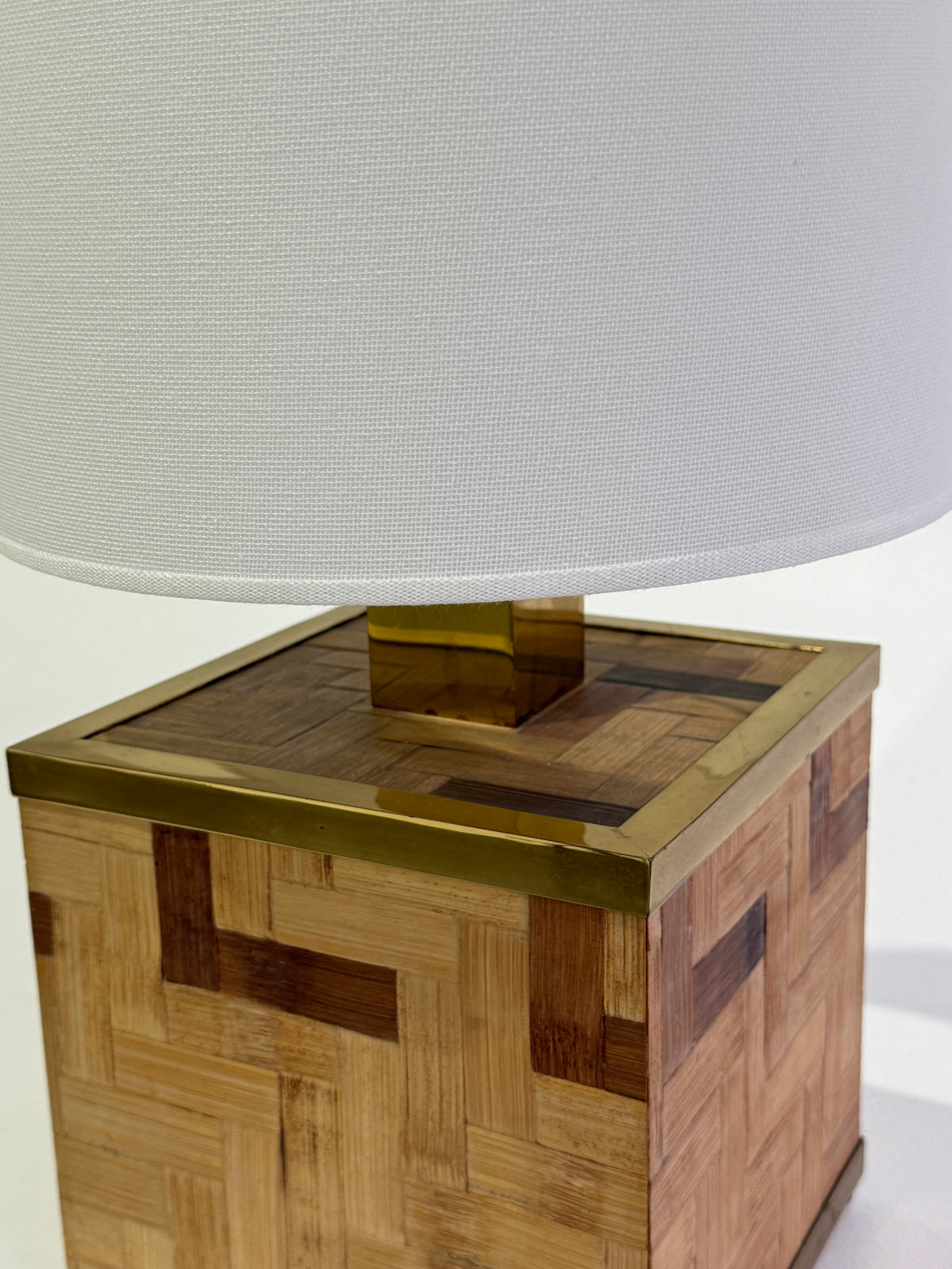 Vintage Italian Bamboo & Brass Lamp