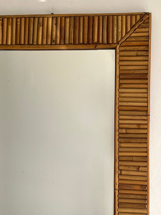 Large Italian Pencil Reed Bamboo Mirror