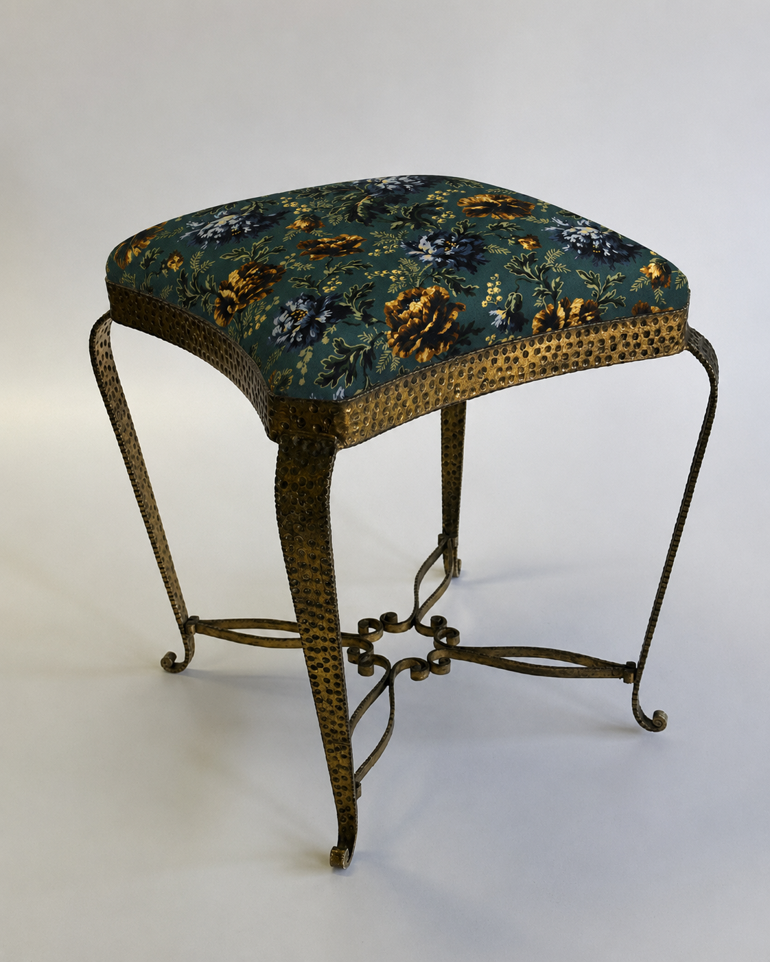 Gilded Iron Stool by Pierluigi Colli - Two Available