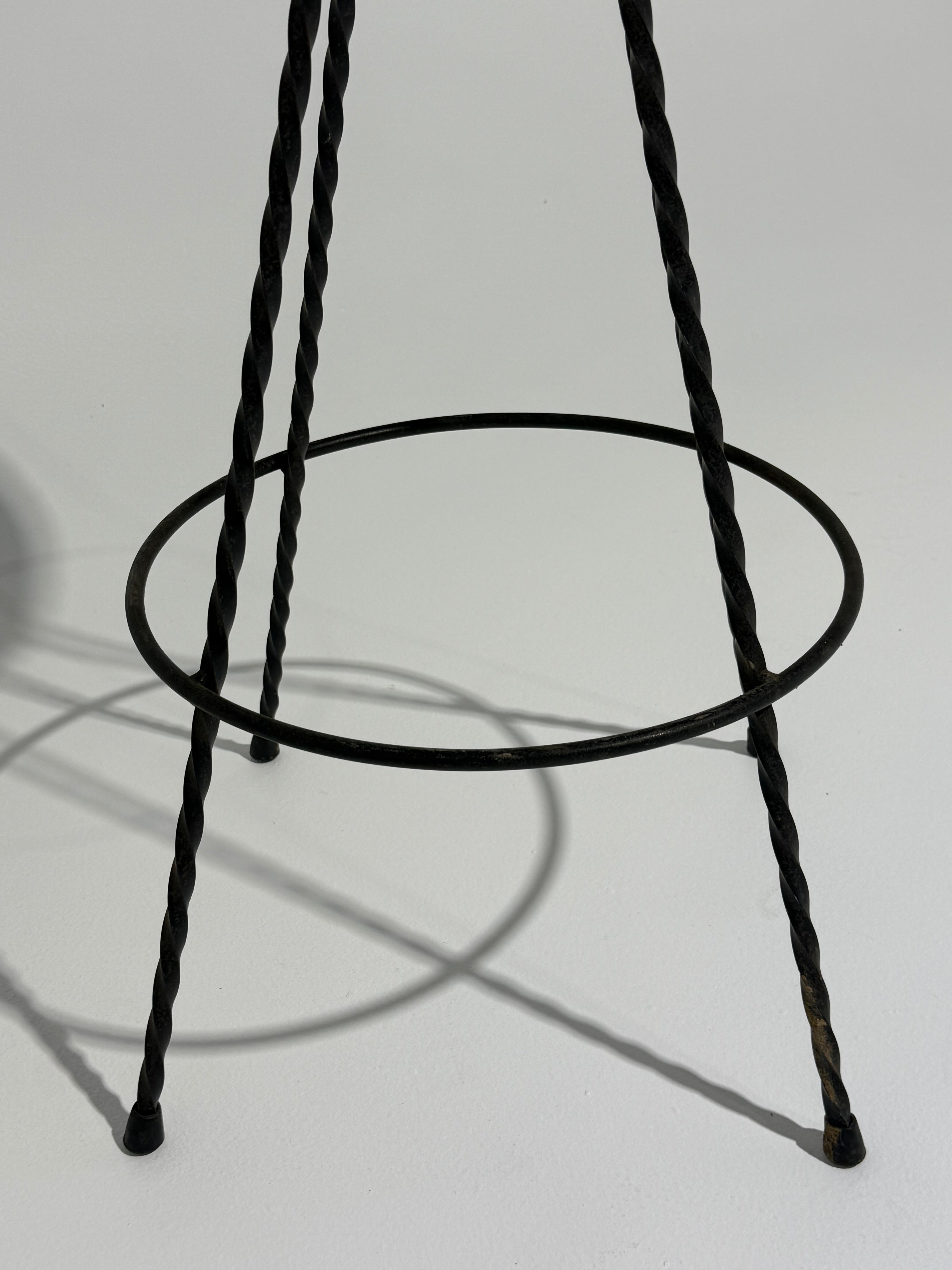 French Wicker & Iron Bar Stool by Bonacina - Three Available