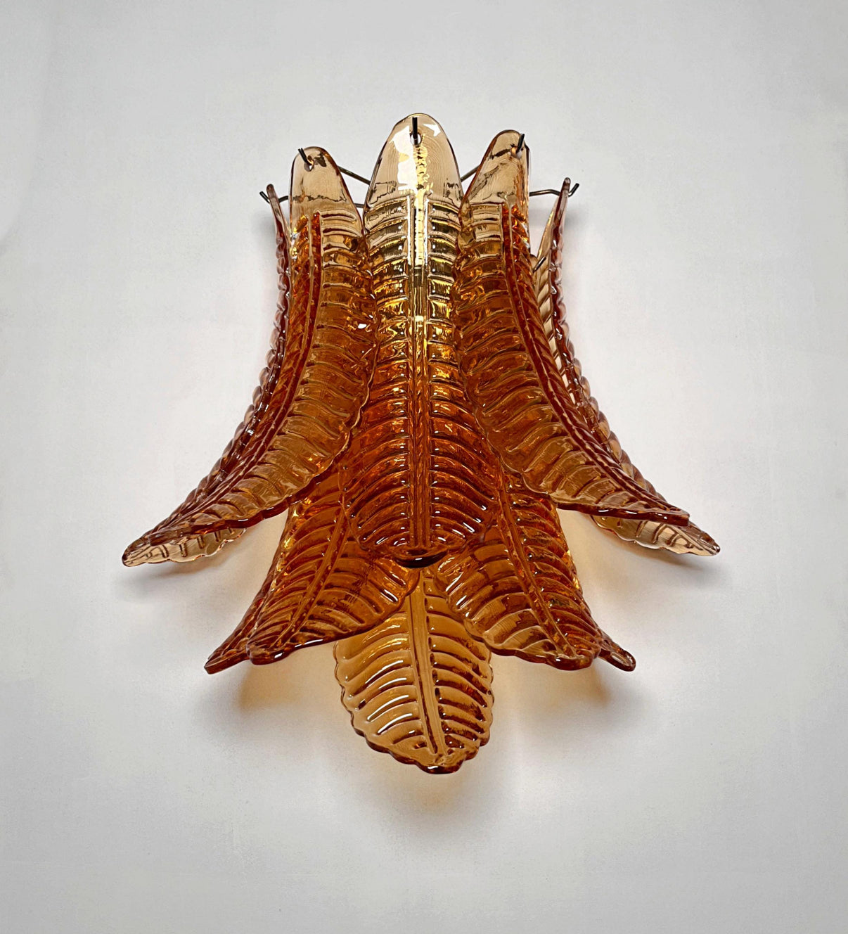 Pair of Amber Murano Glass Wall Lights