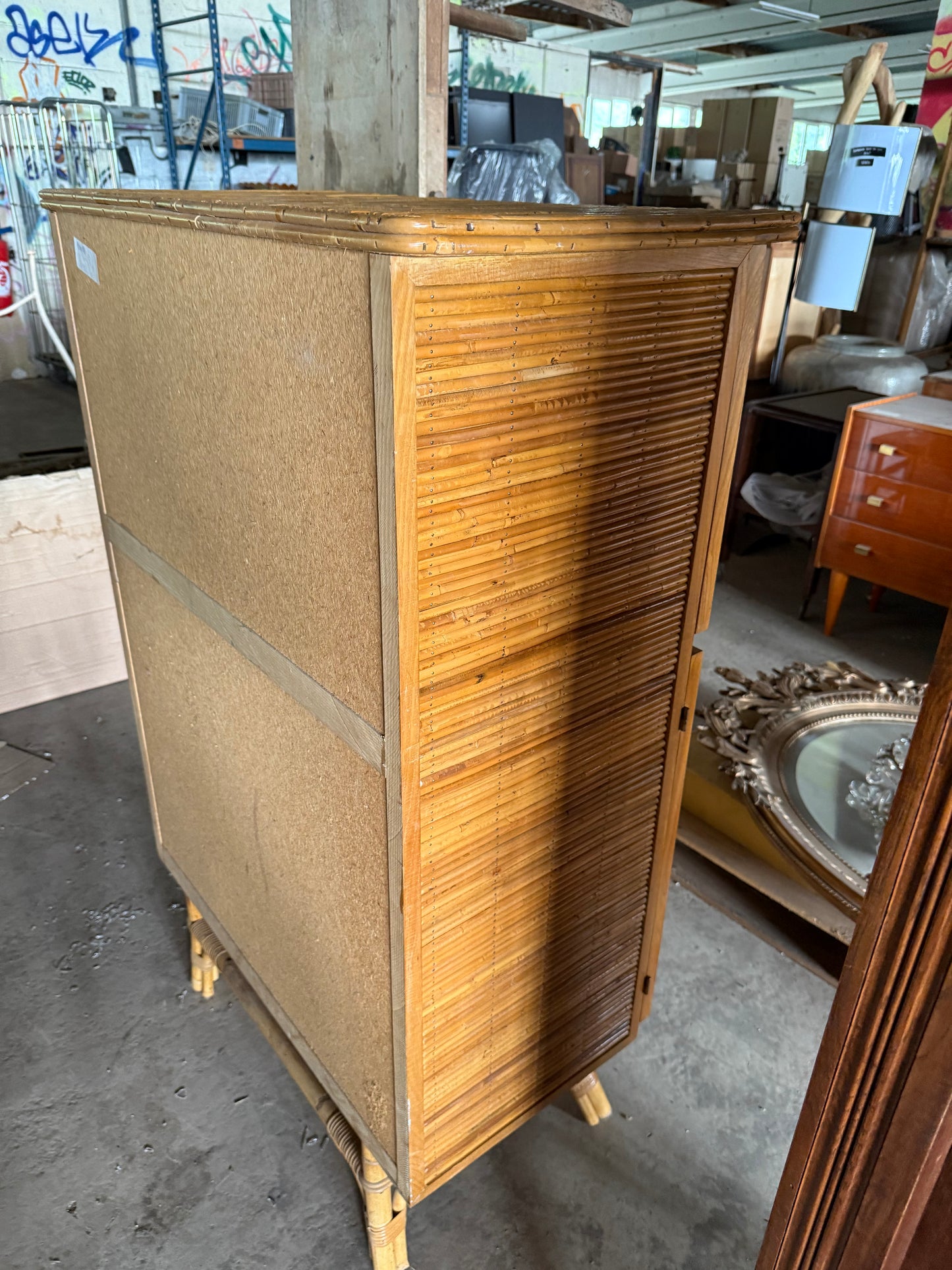 PRE ORDER: Vintage French Bamboo Cabinet by Audoux Minet