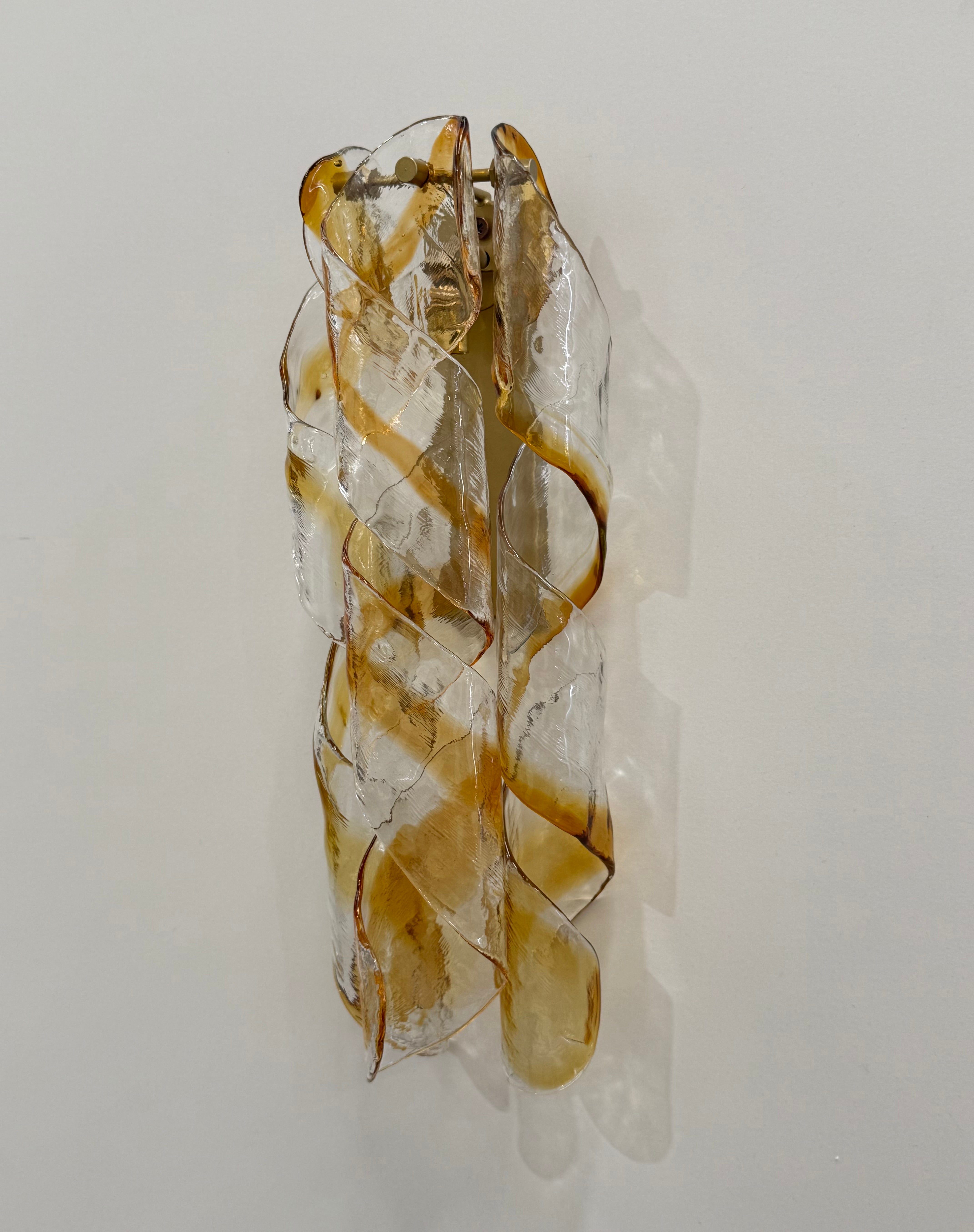 Pair of Murano “Torciglione” Wall Lights by Mazzega
