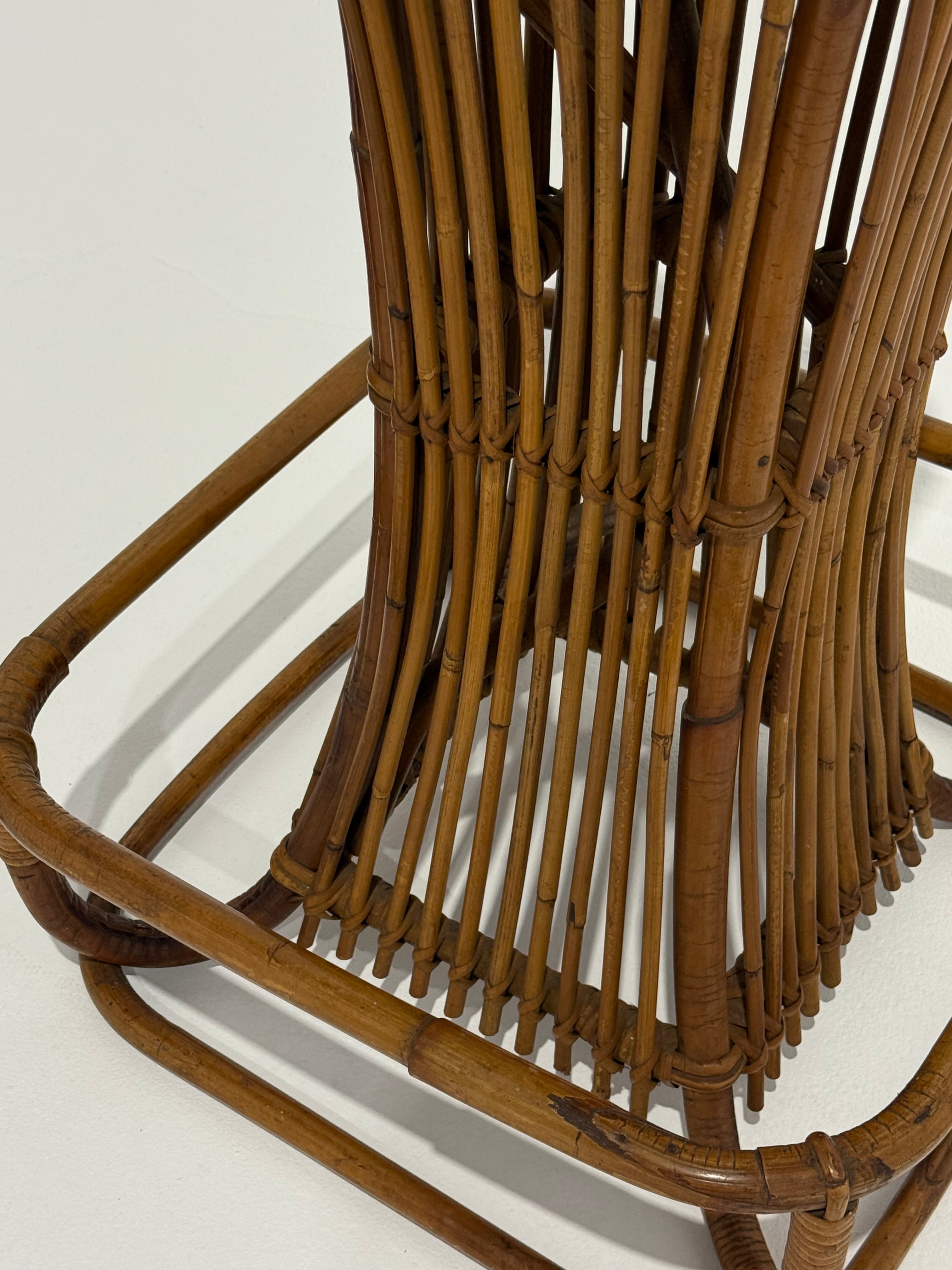 Italian Bamboo Bar Stool by Bonacina - Two Available