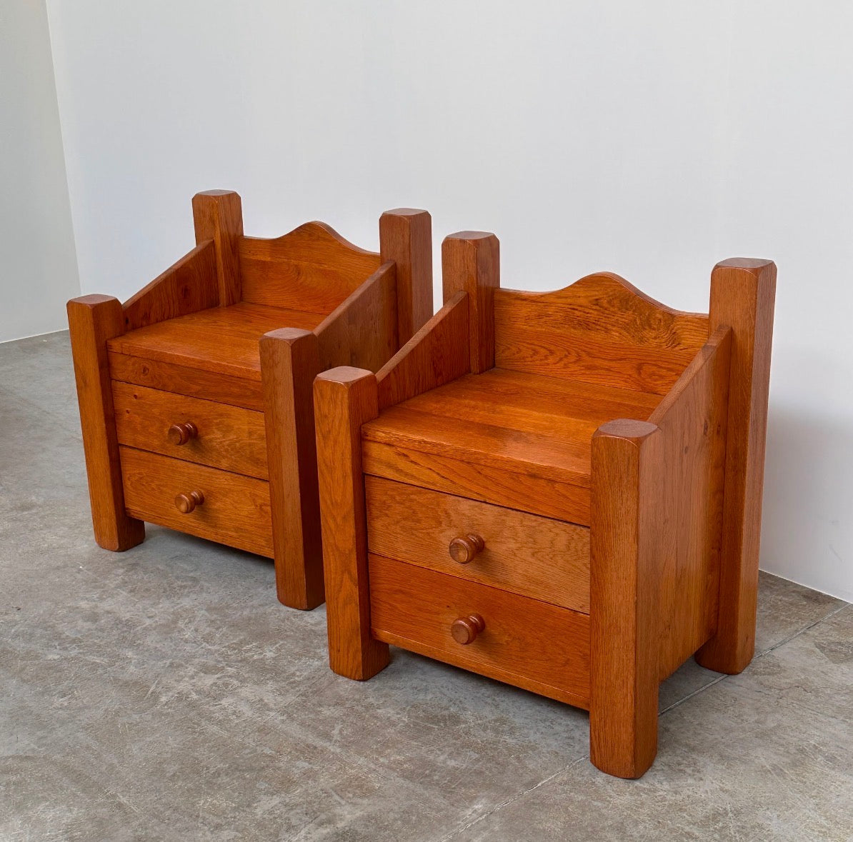 PRE-ORDER: Pair of Brutalist Oak Bedsides
