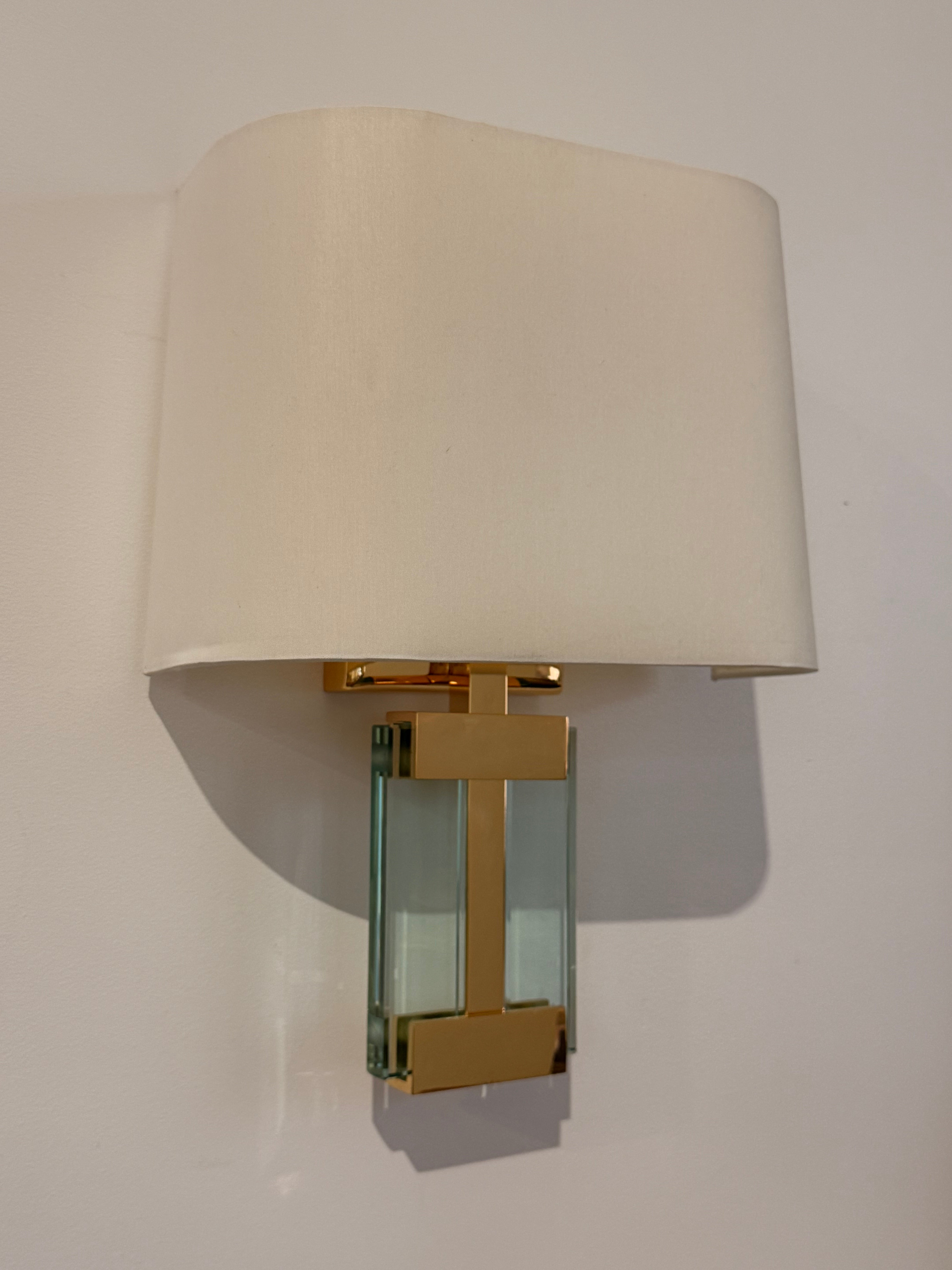 1960’s Italian Glass and Brass Wall Light - Four Available