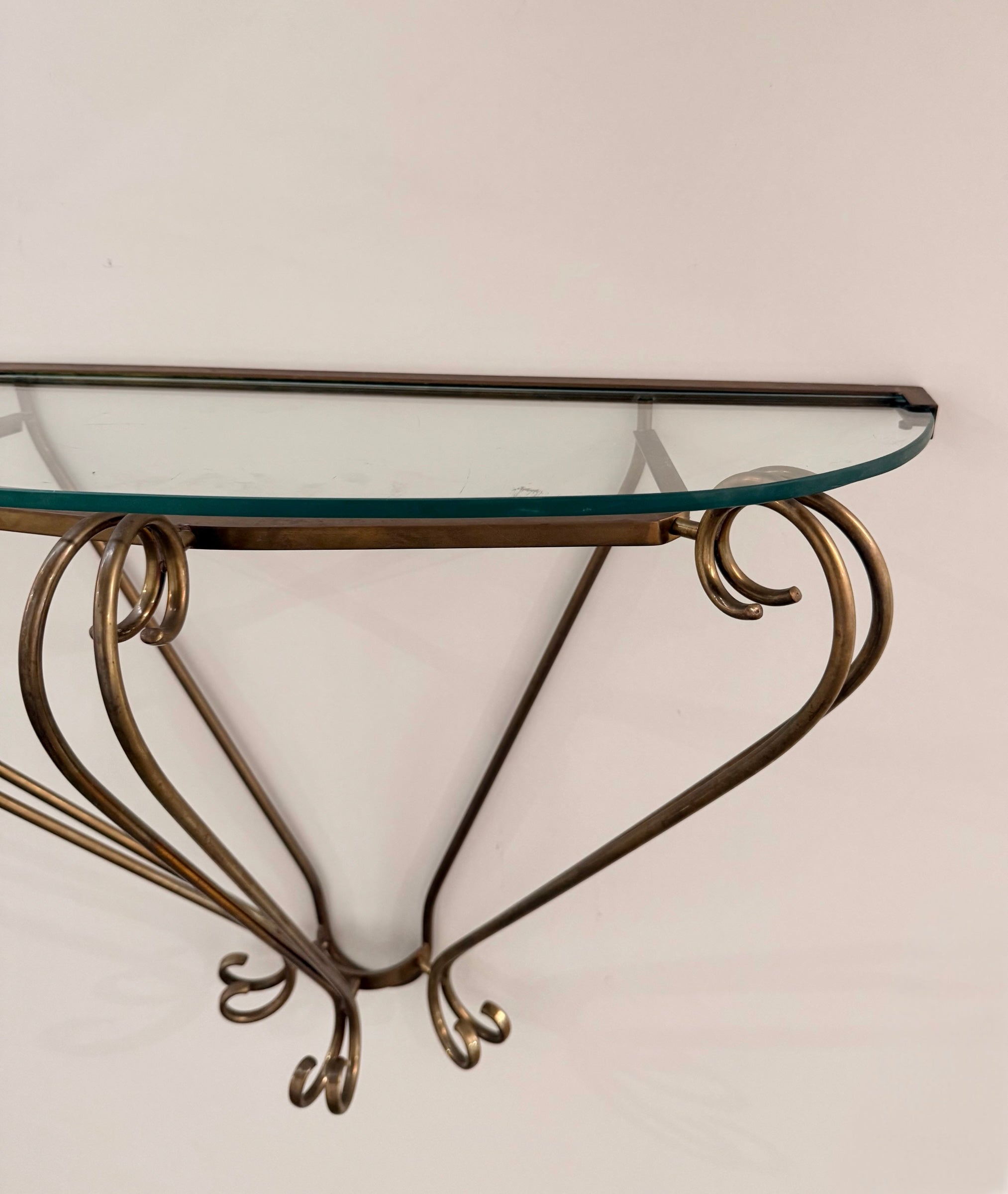 Italian Brass and Glass Console