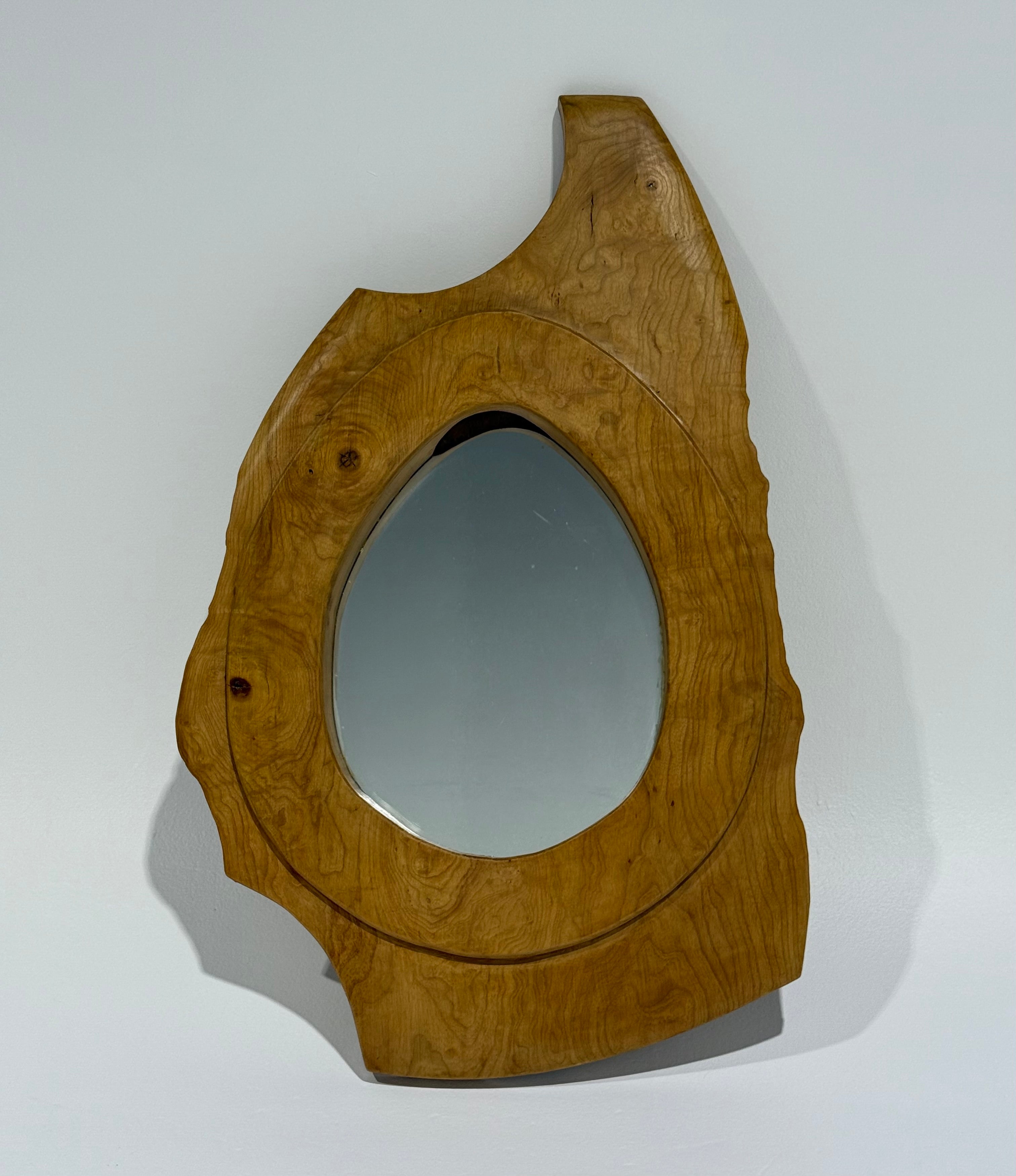 French Brutalist Timber Mirror