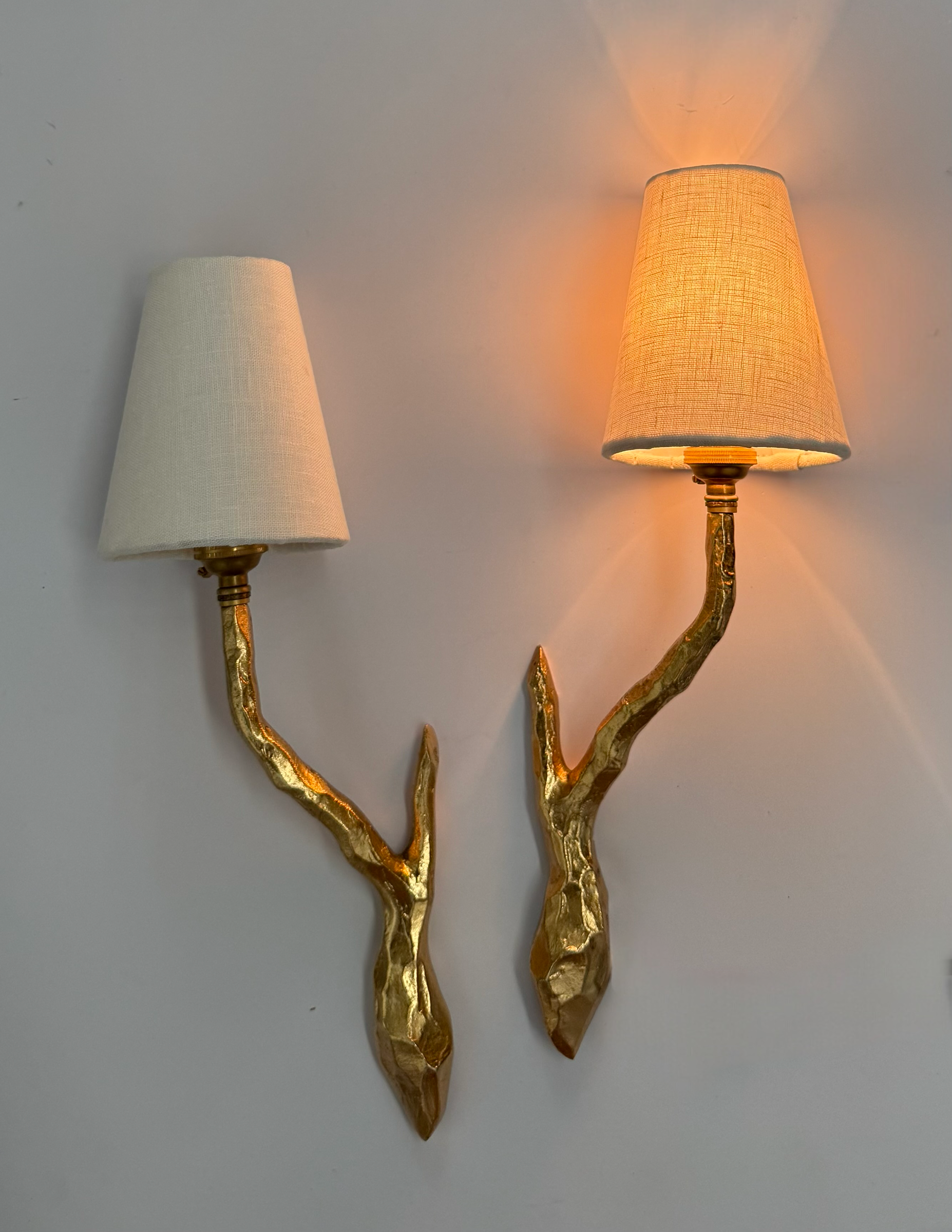 Pair of French Bronze Wall Lights by Maison Arlus