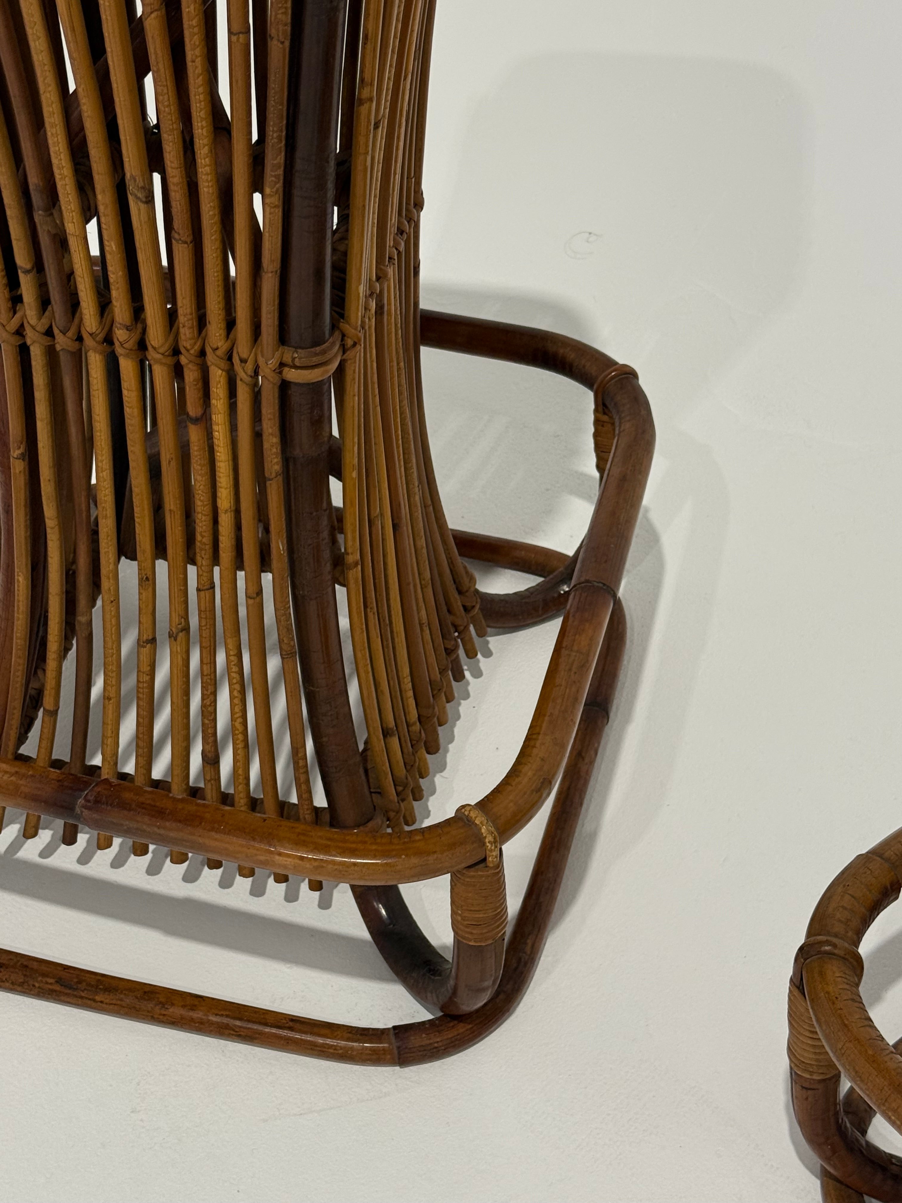 Italian Bamboo Bar Stool by Bonacina - Two Available