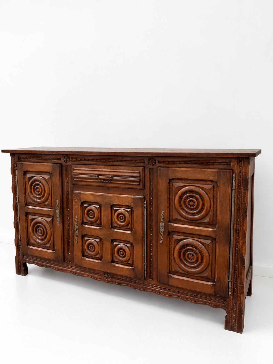 Vintage French Oak Sideobard by Charles Dudouyt