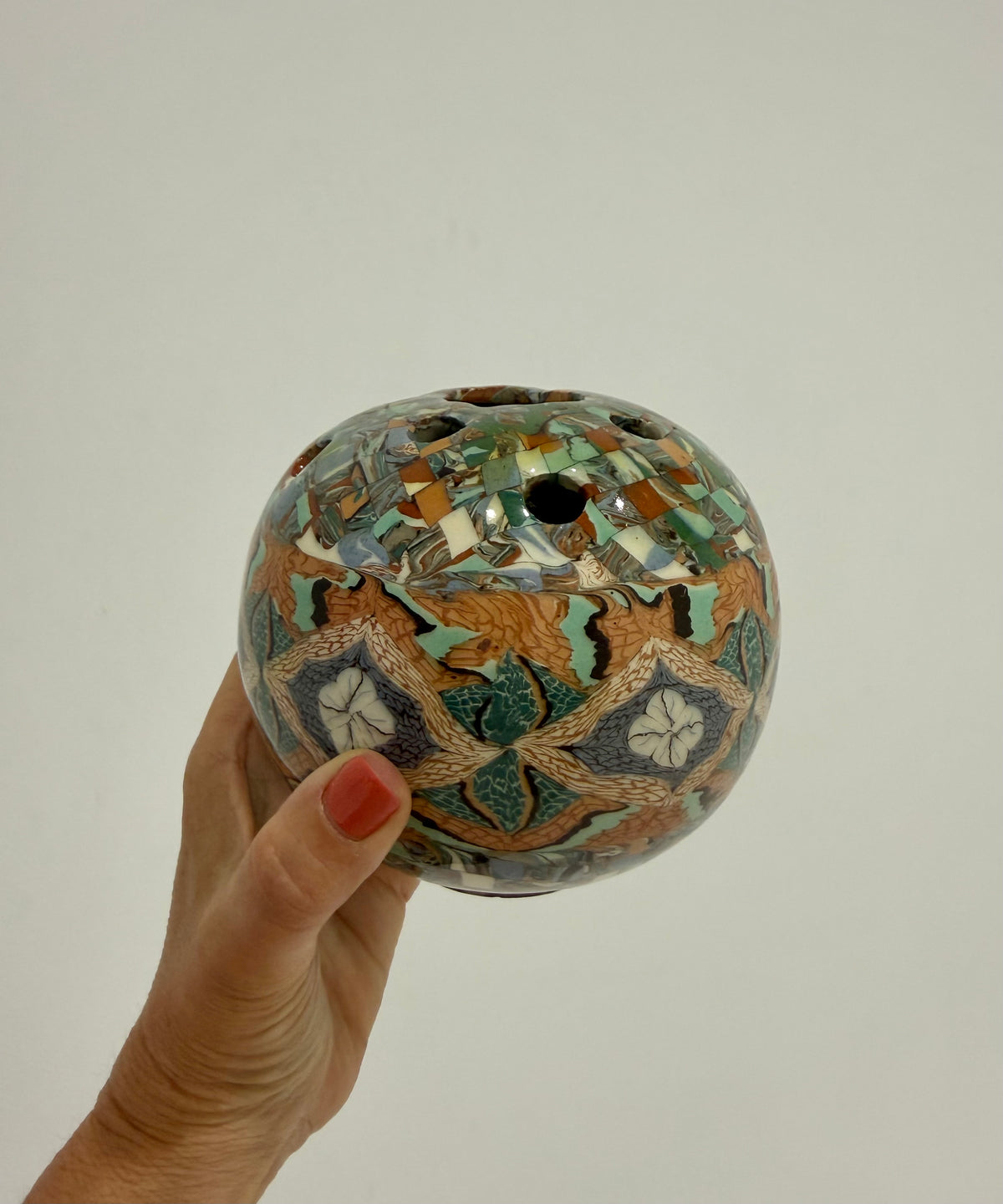French Mosaic Ceramic Bud Vase by Jean Gerbino