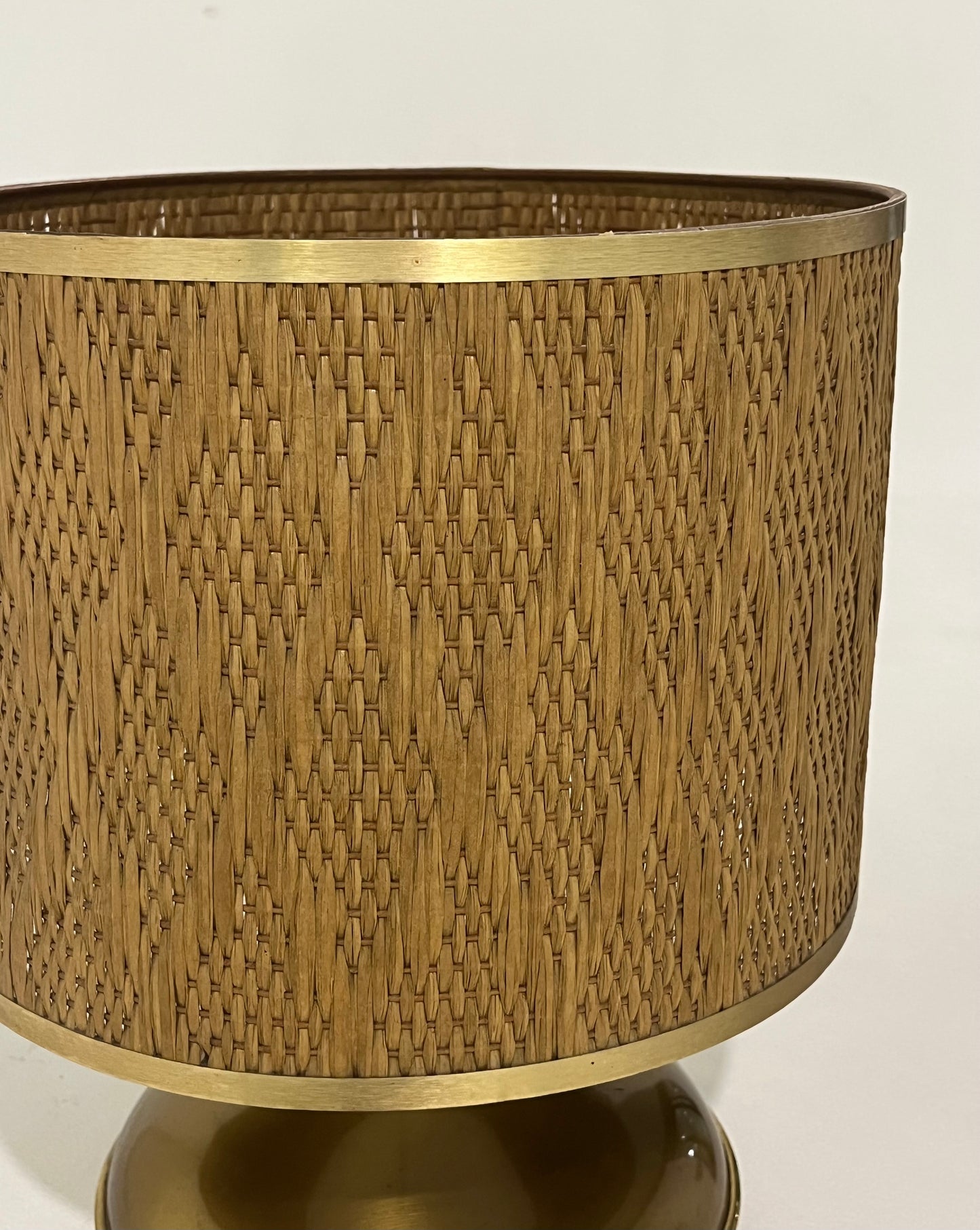 Vintage Italian Brass and Rattan Lamp