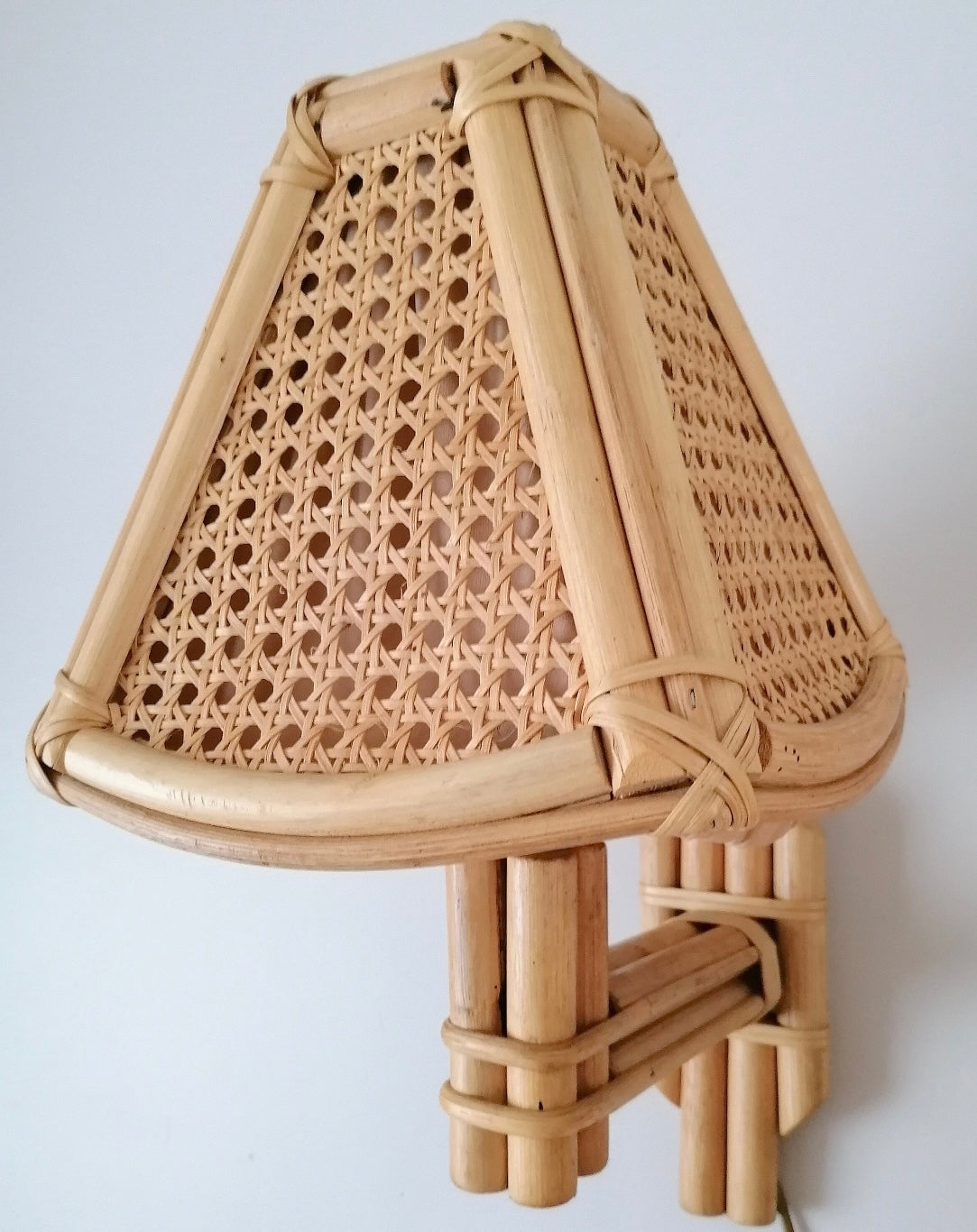 Large Pair of 1950’s Swedish Rattan Wall Lights
