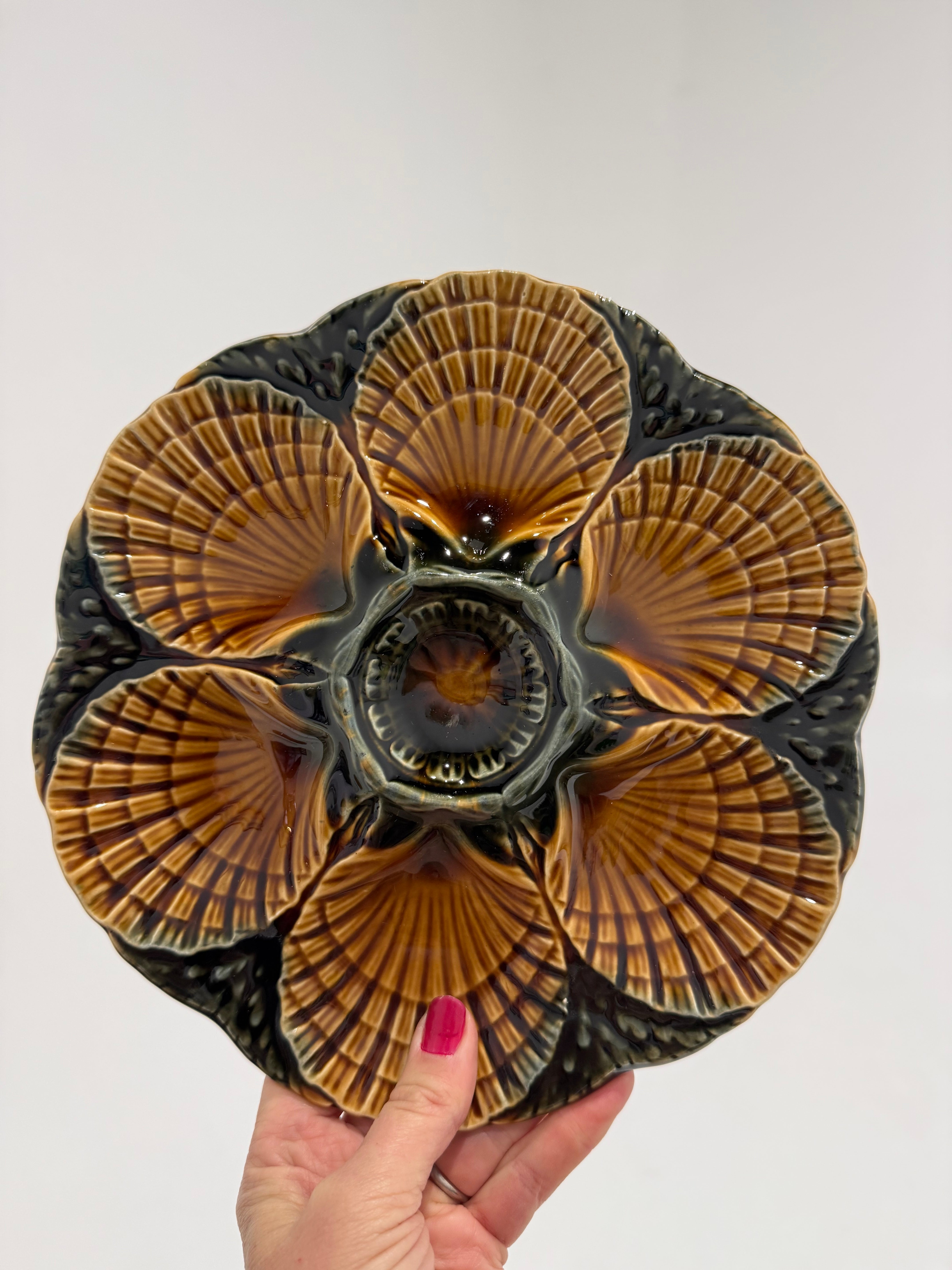 Antique French Ceramic Oyster Plate
