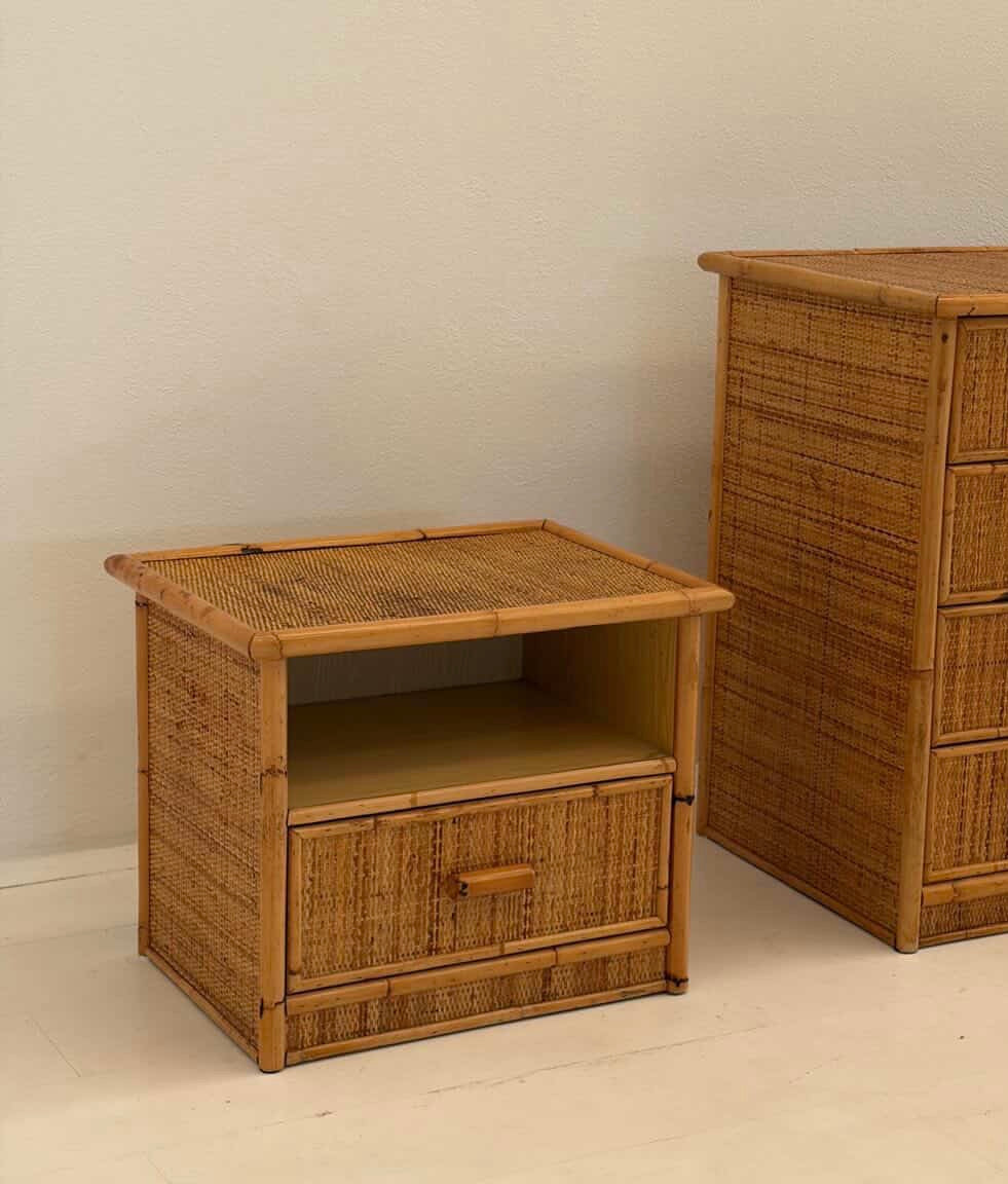 PRE-ORDER: Pair of Italian Bamboo Bedsides by Dal Vera