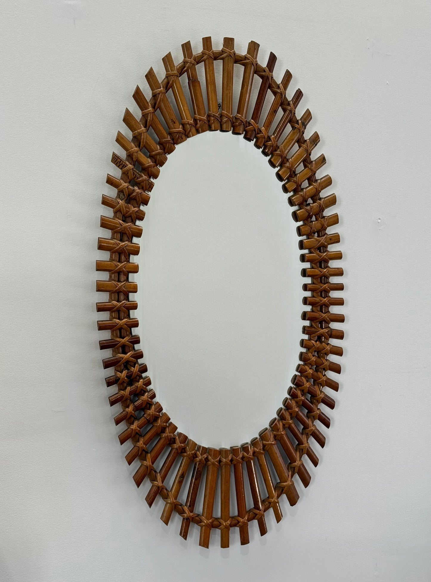 Italian Bamboo Mirror by Olaf Von Bohr for Bonacina