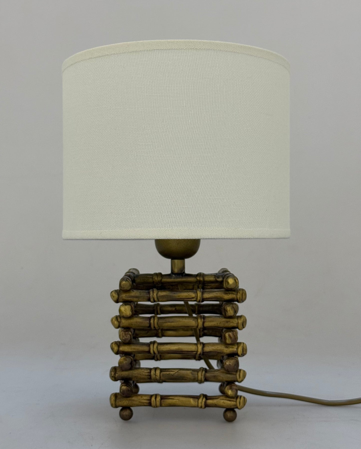 Vintage Brass Faux Bamboo Lamp - Two Available