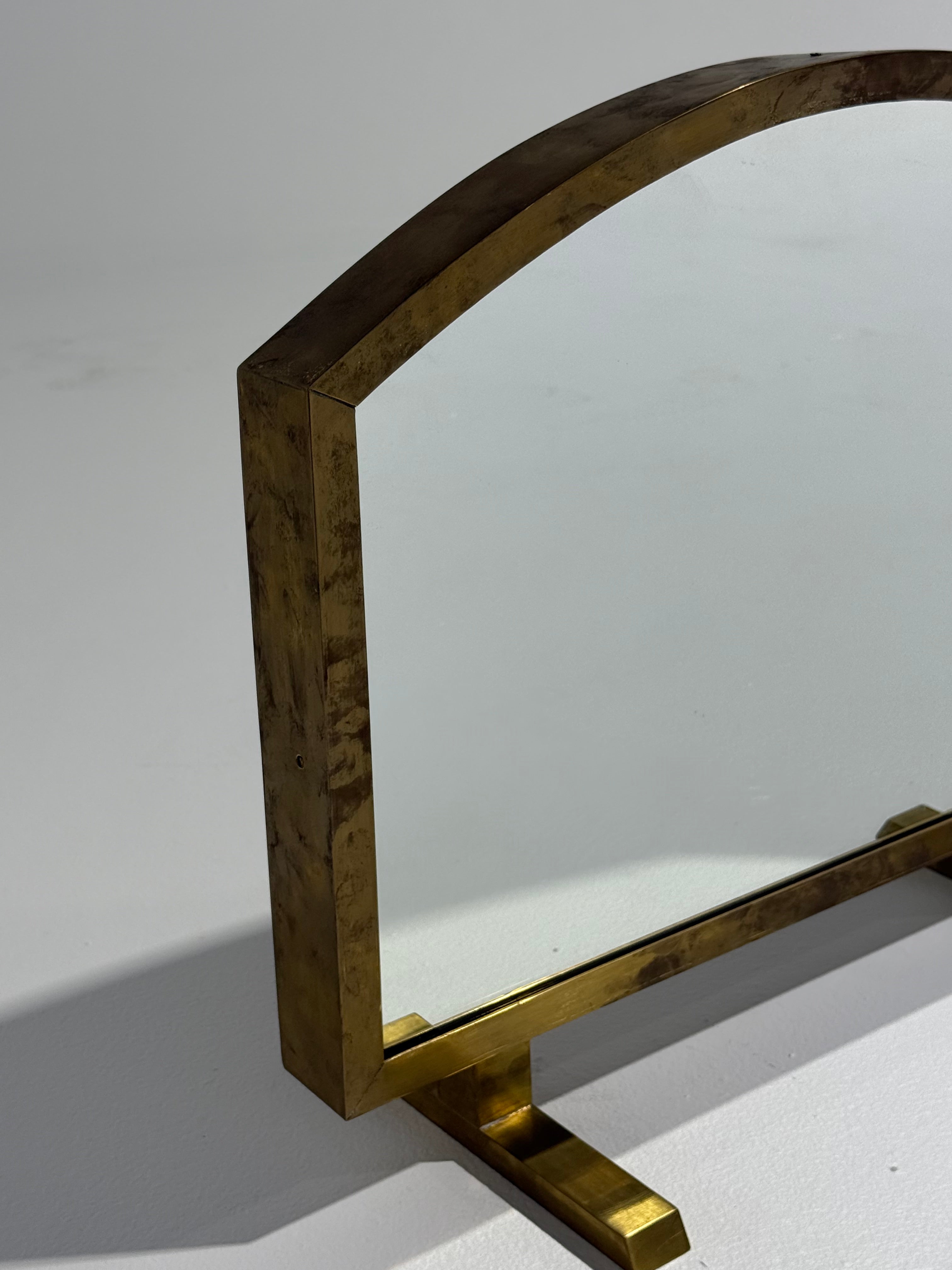 Vintage Italian Brass Vanity or Table Mirror