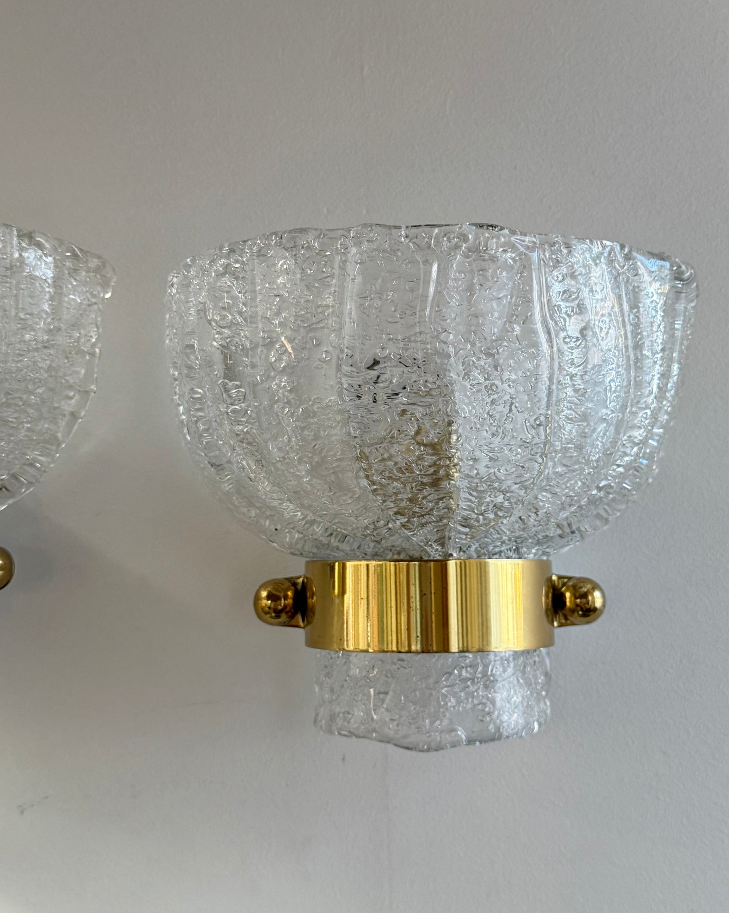 Pair of Murano Glass Wall Lights by Hillebrand