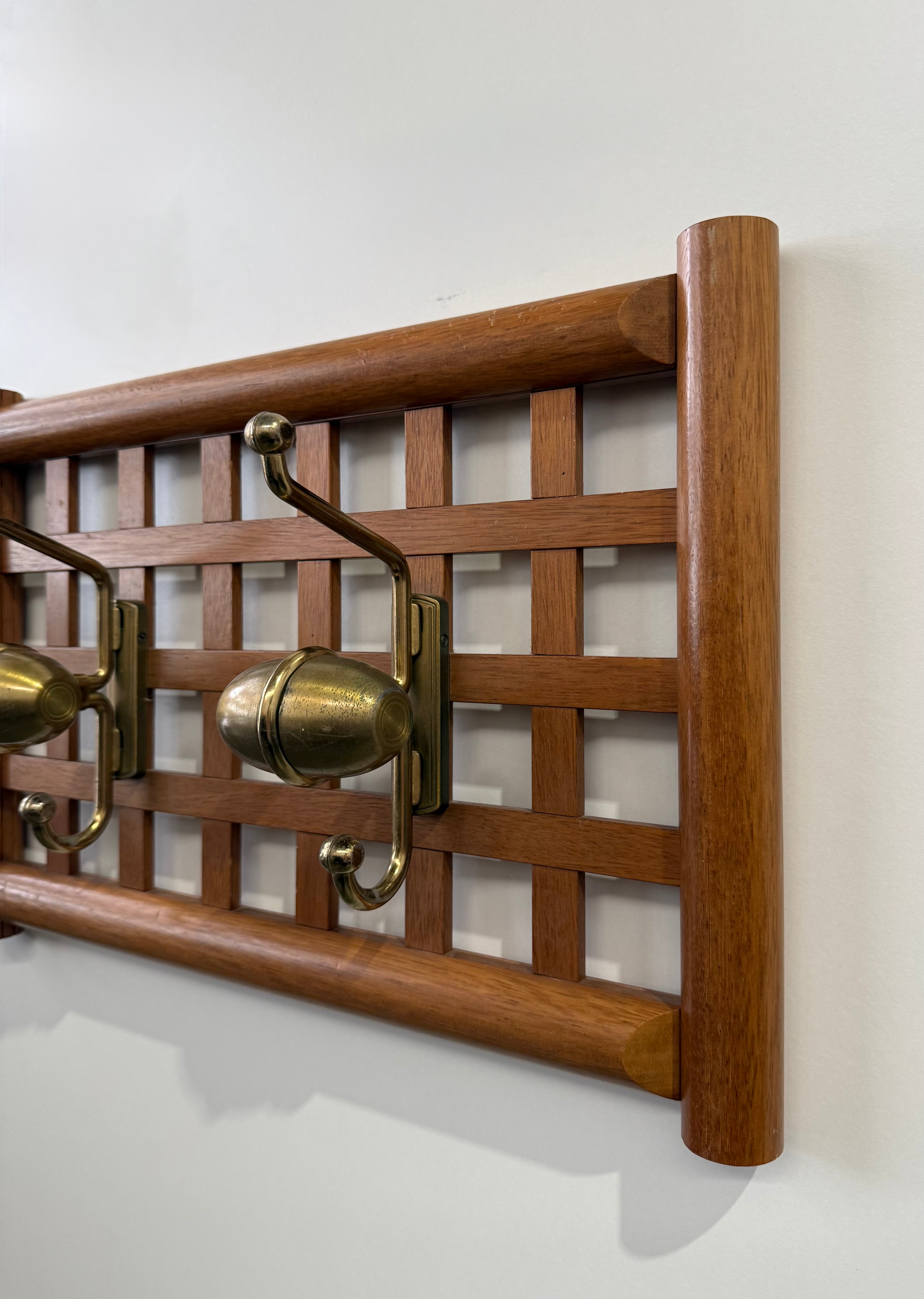 Vintage Timber & Brass Coat Rack