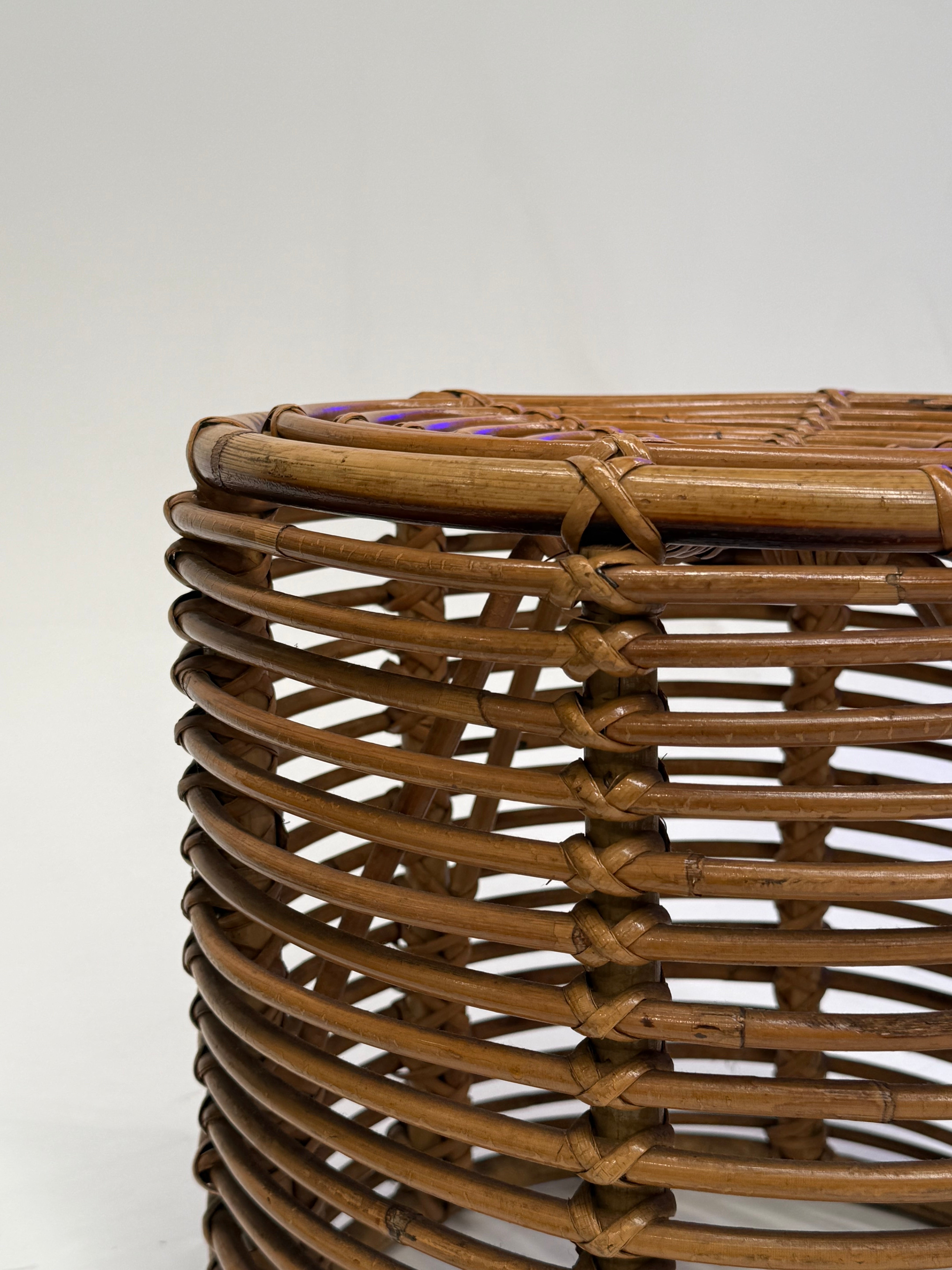 Vintage Italian Bamboo Stool by Tito Agnoli