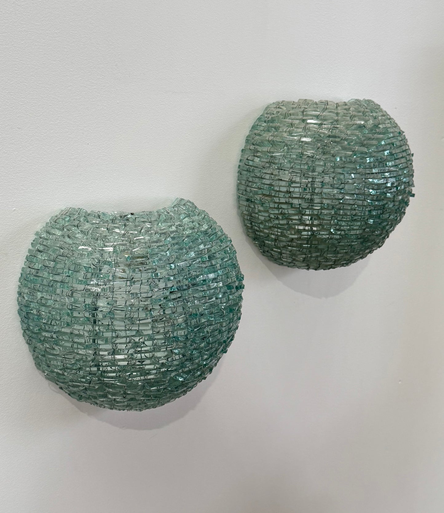 Pair of Vintage Italian Segmented Glass Wall Sconces