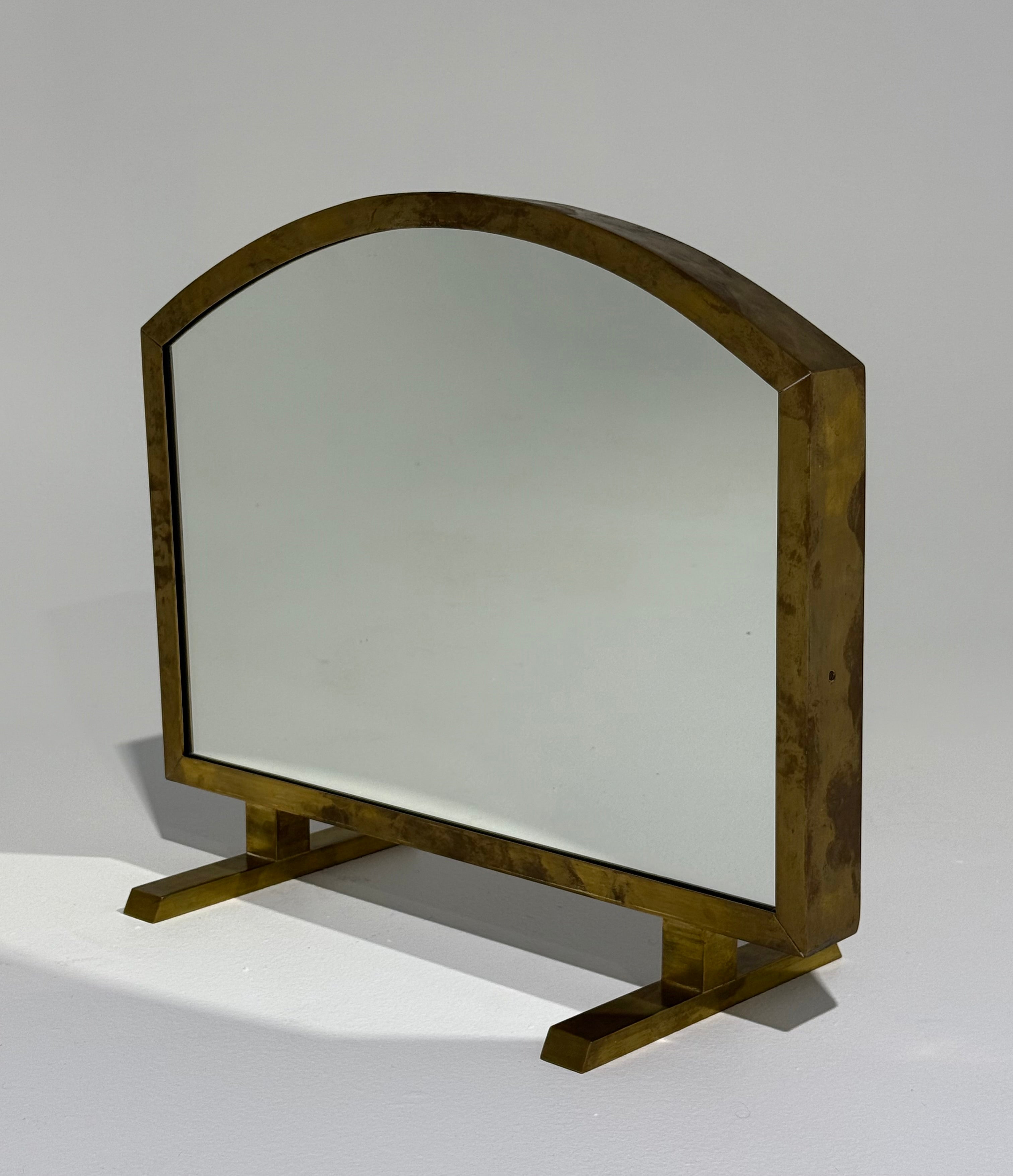 Vintage Italian Brass Vanity or Table Mirror