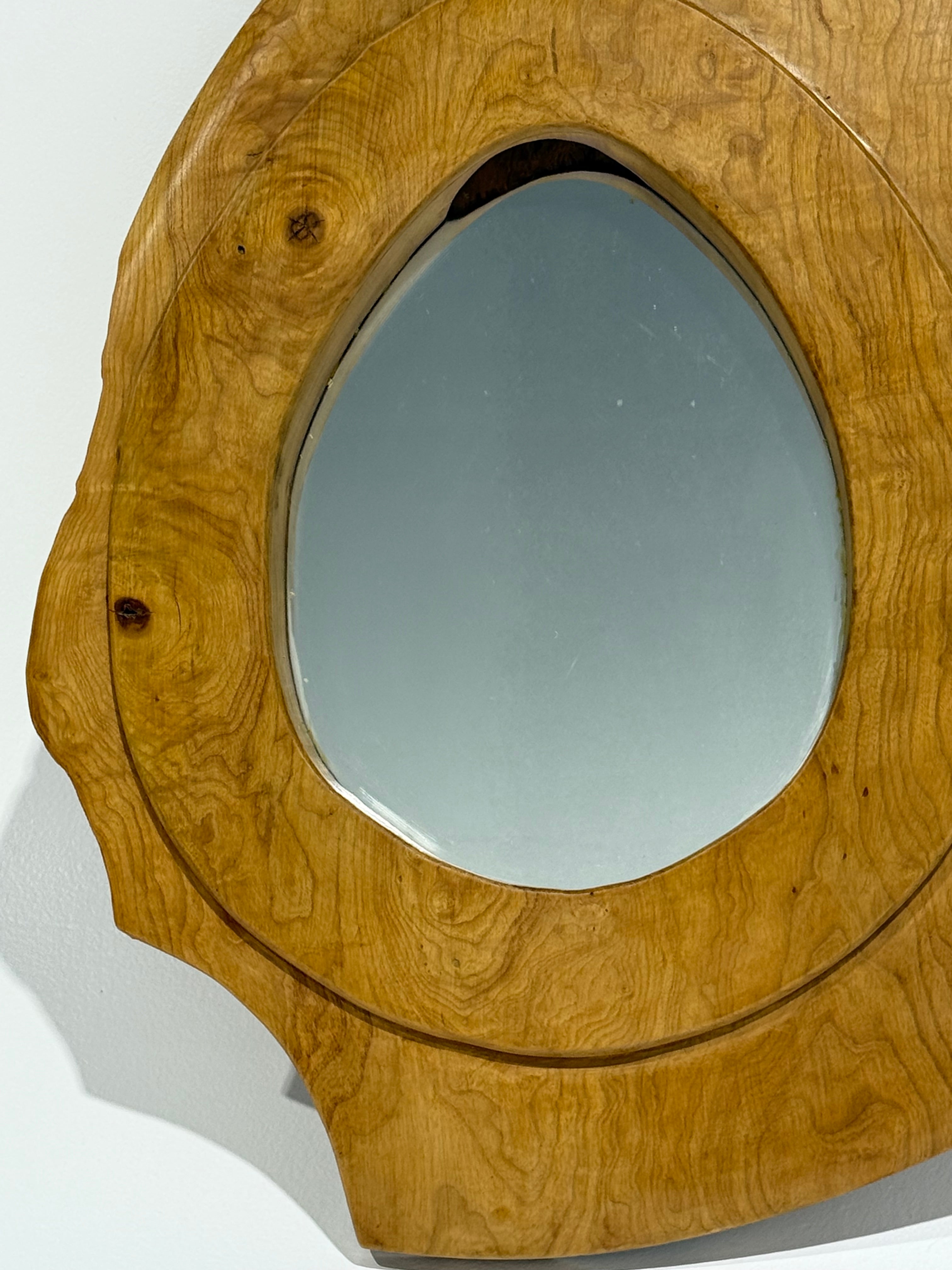 French Brutalist Timber Mirror