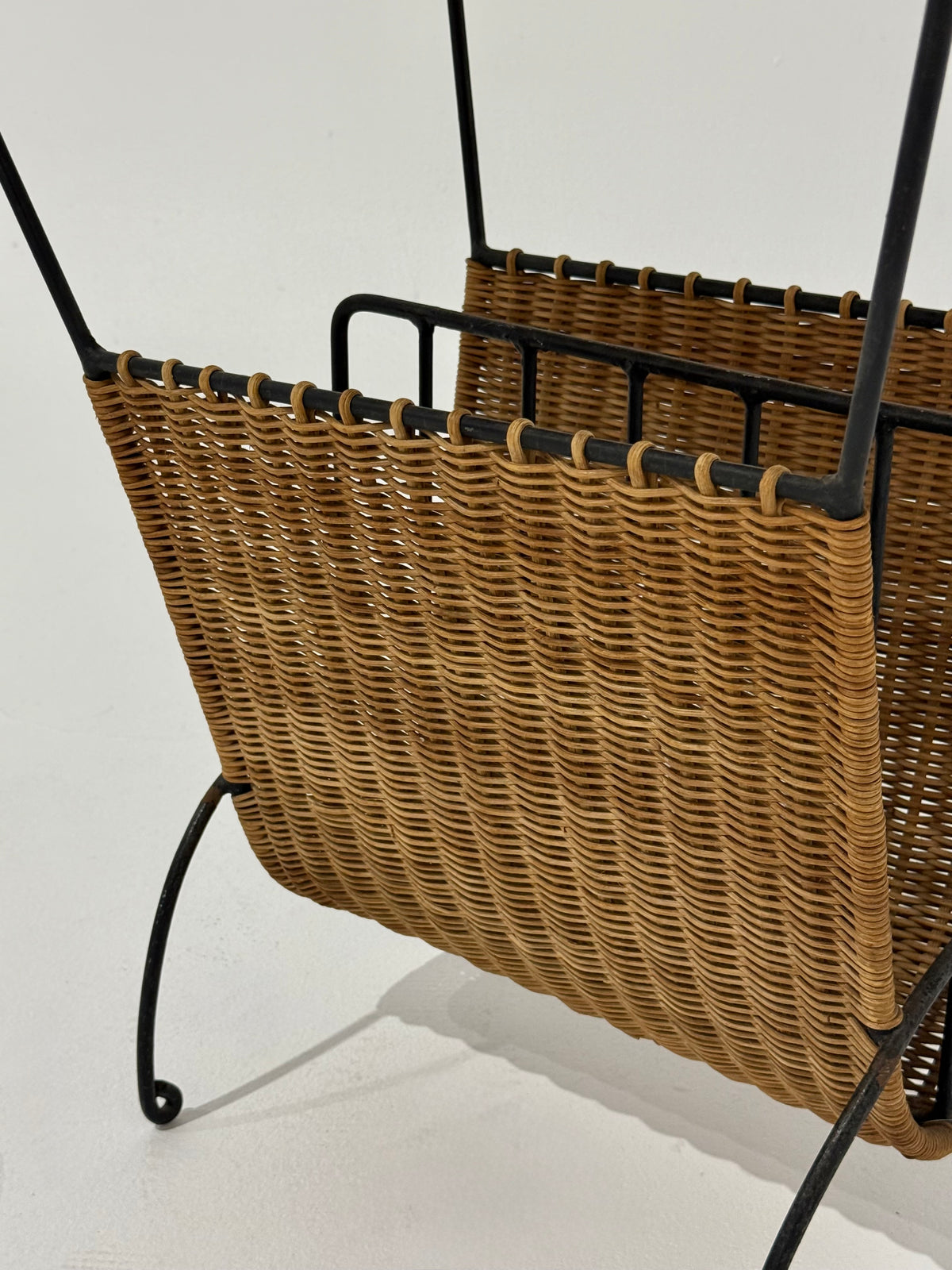 1950’s French Wicker Magazine Holder by Raoul Guys