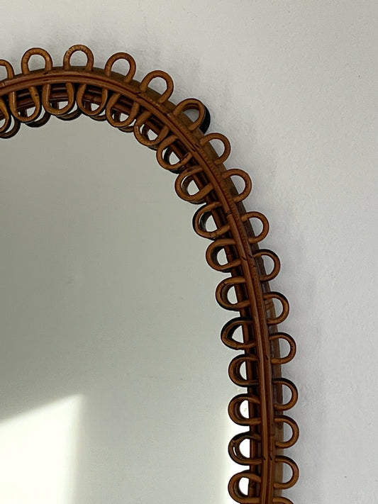 Italian Vintage Bamboo Loop Mirror by Bonacina