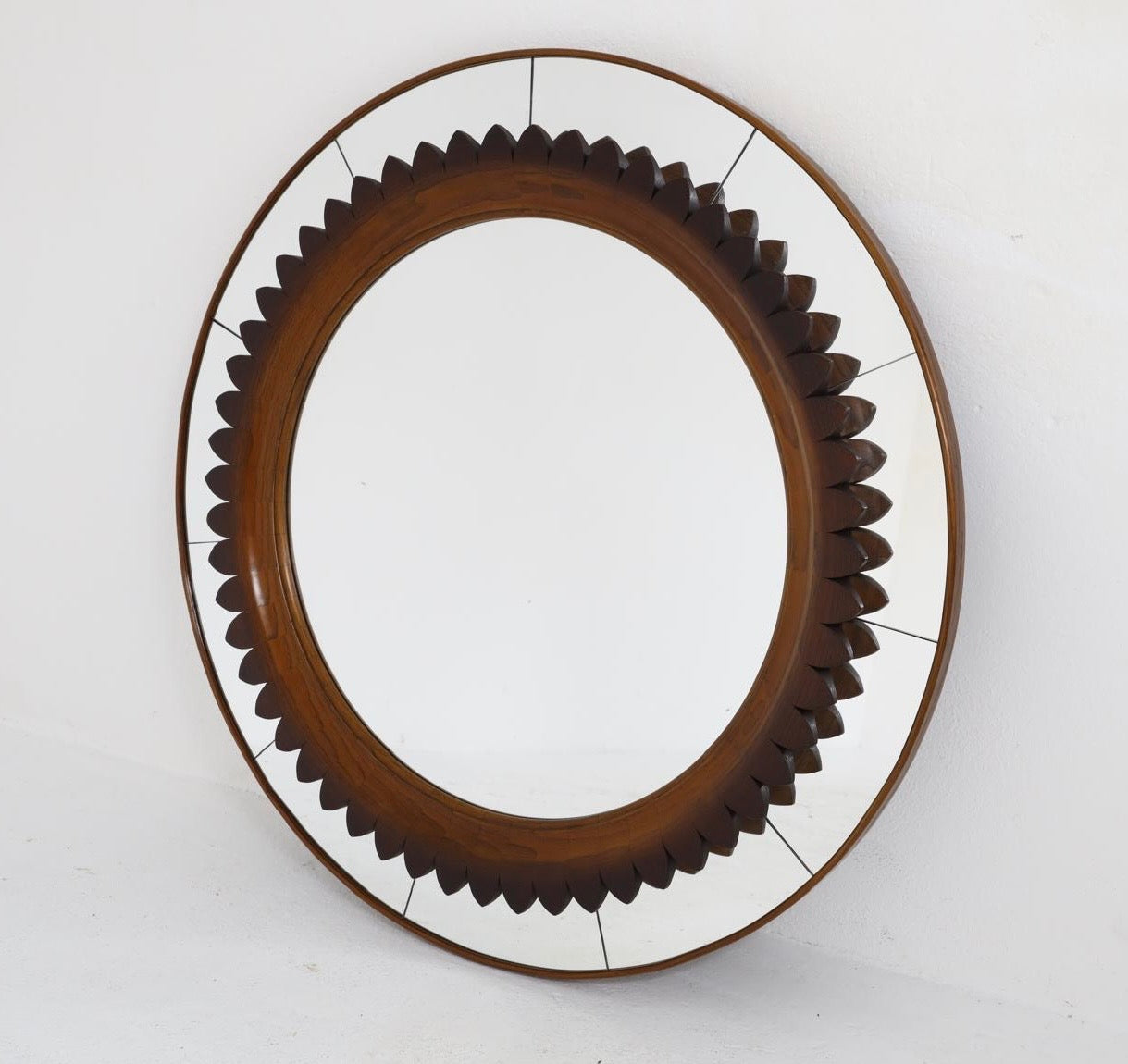 PRE ORDER 1950’s Italian Walnut Wall Mirror by Fratelli Marelli
