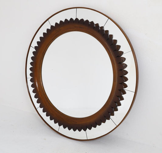 1950’s Italian Walnut Wall Mirror by Fratelli Marelli