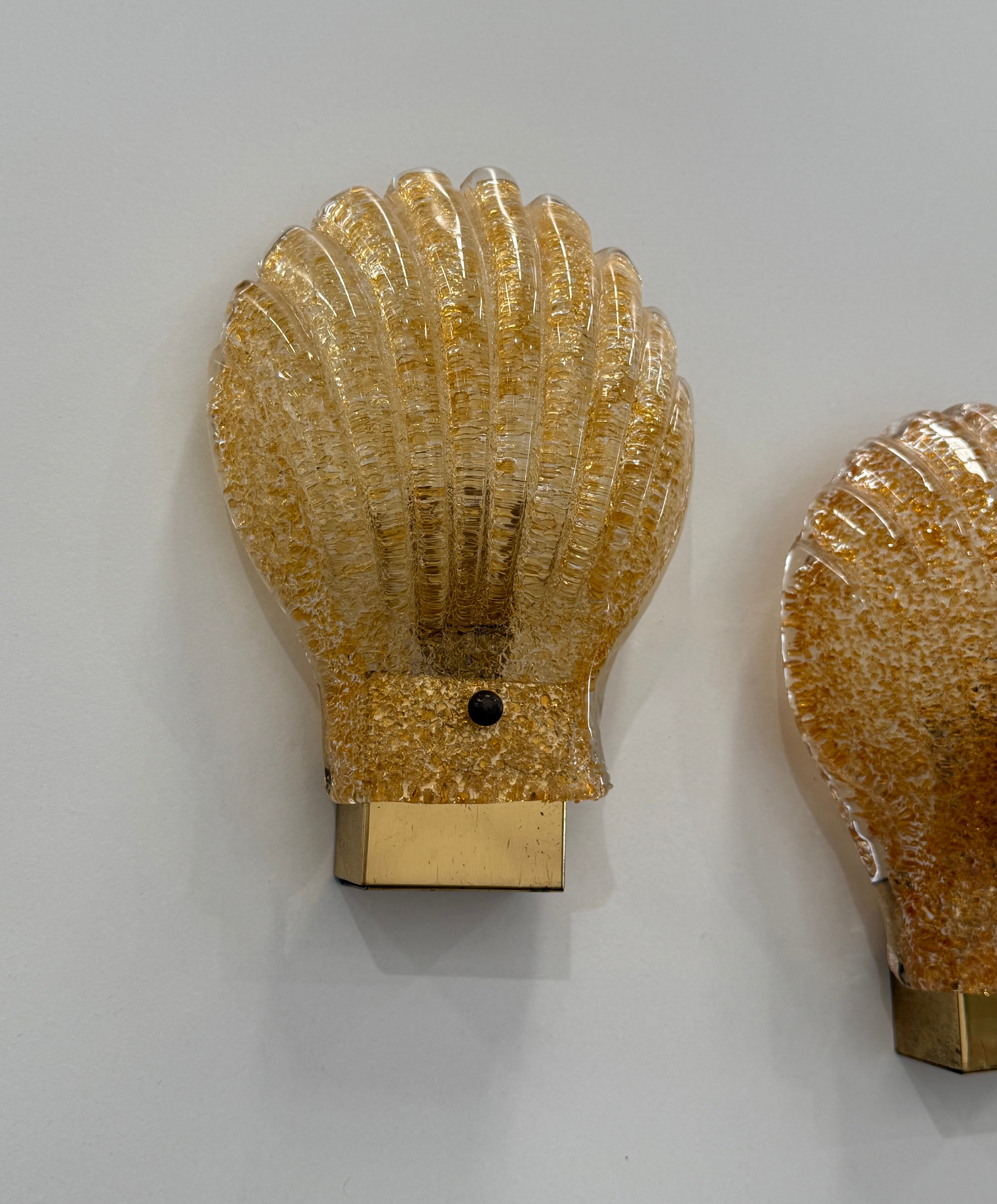 Murano Glass Shell Wall Light - Two Available