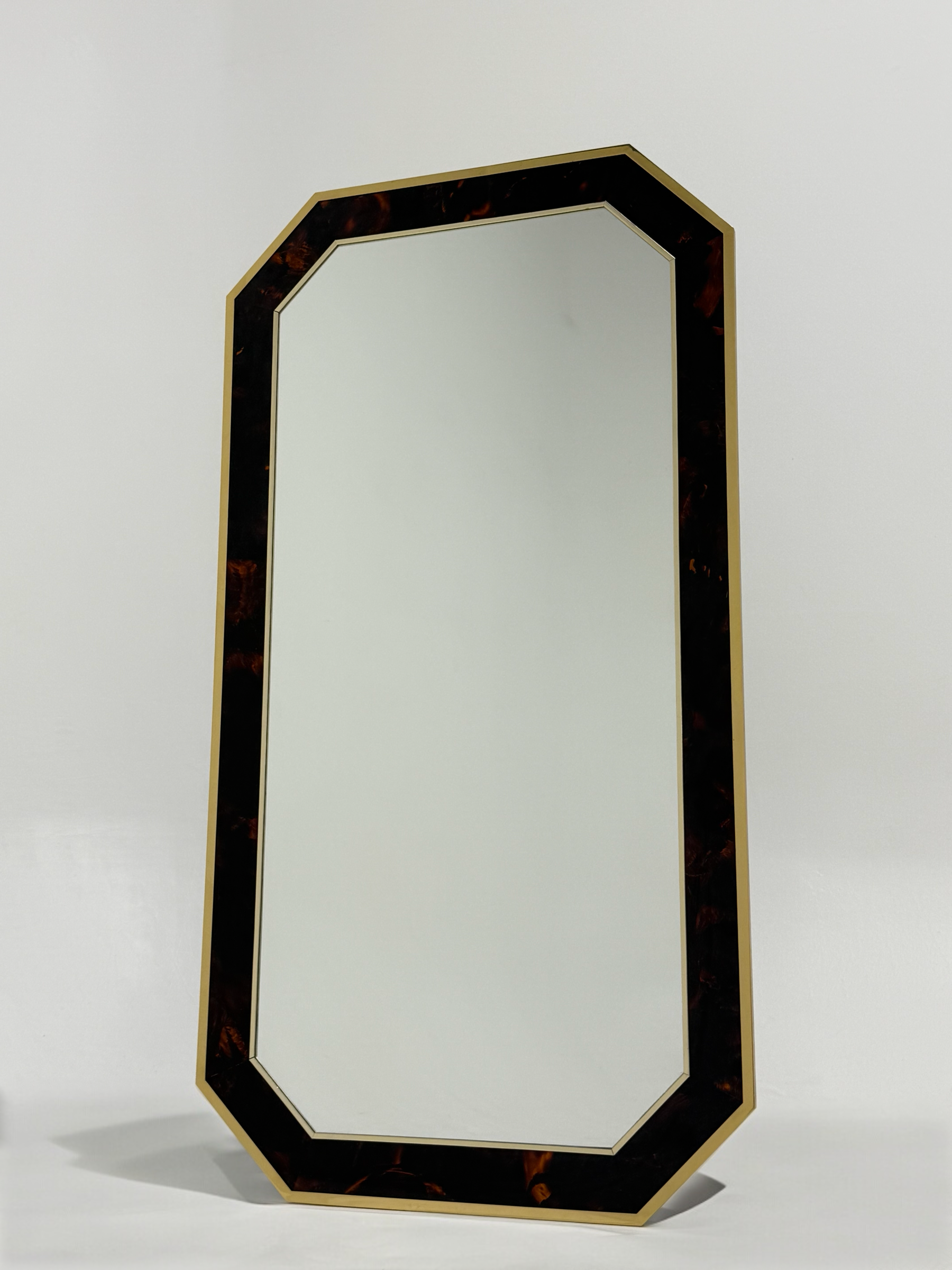 Large French Lacquered Tortoiseshell Mirror