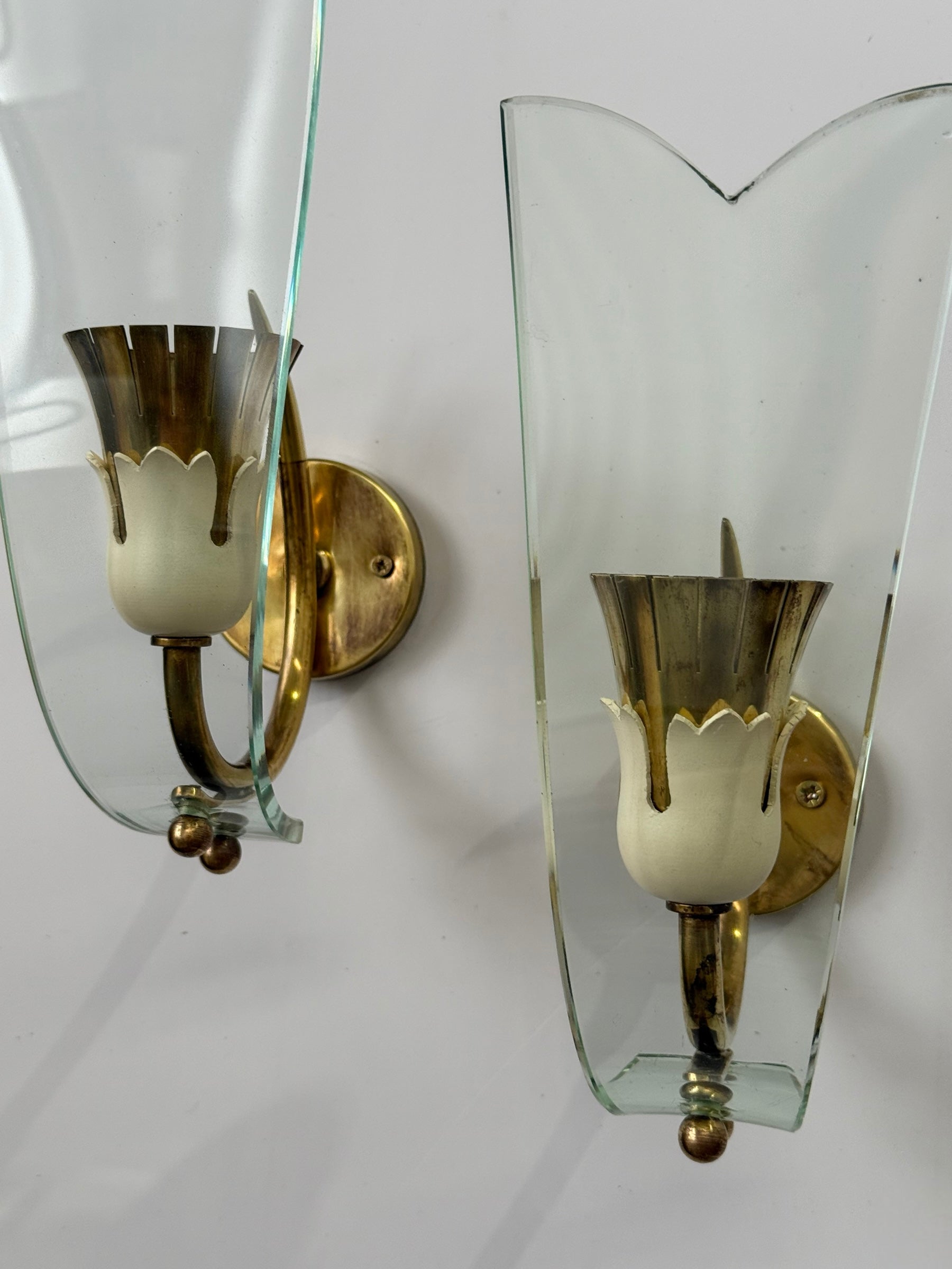 Pair of 1950’s Italian Glass Wall Lights