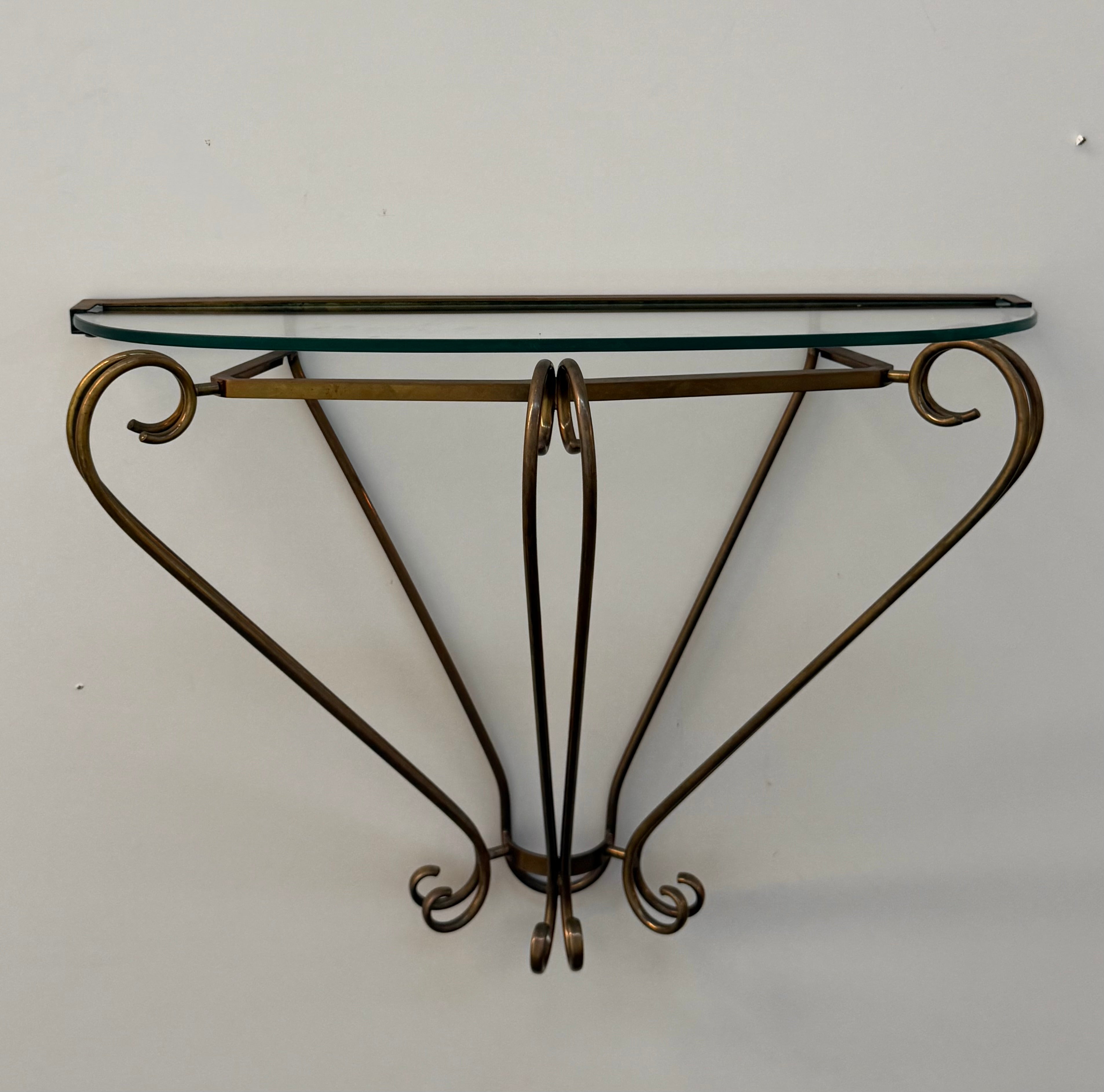 Italian Brass and Glass Console