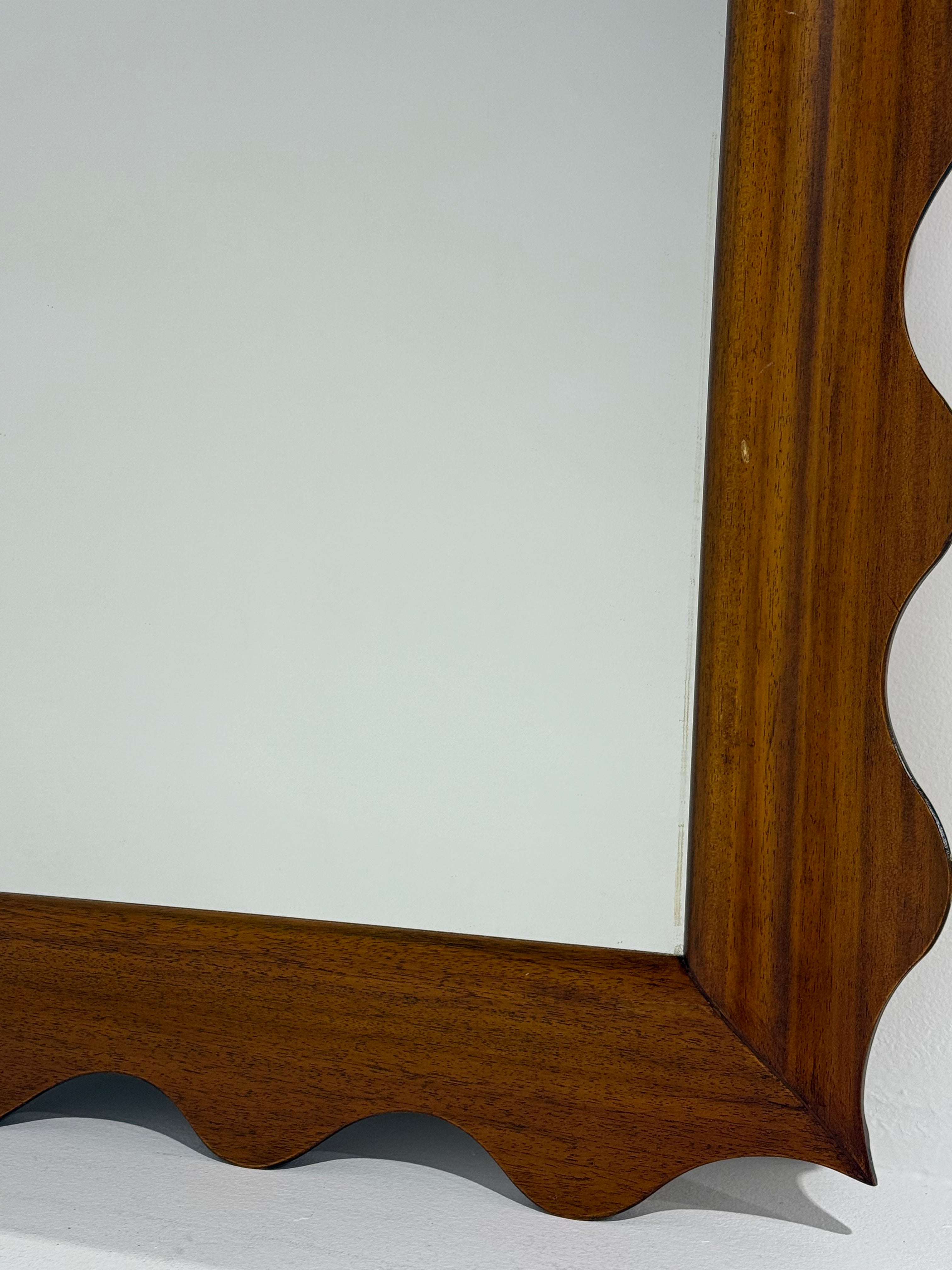 Italian Oak Wall Mirror with Scalloped Frame