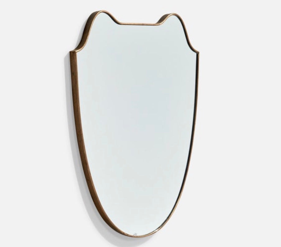 PRE-ORDER: Vintage Italian Brass Shield Mirror